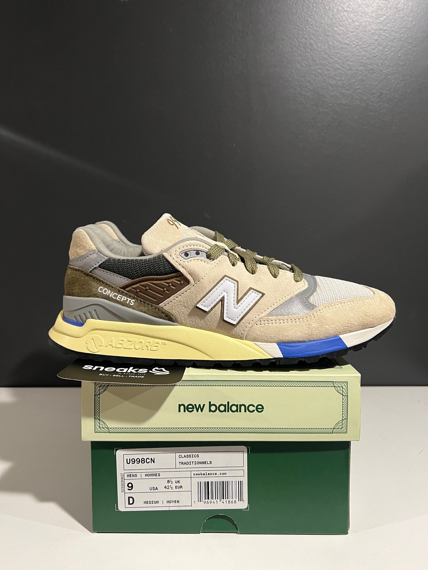 USED New Balance 998 Made in USA C‑Note (Concepts) U998CN SIZE 9M OG ALL AG25-110