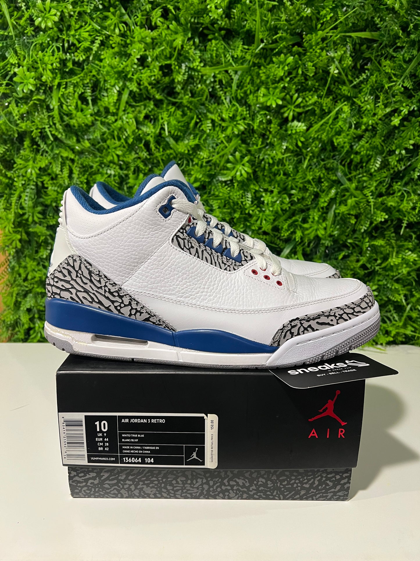 USED Air Jordan 3 Retro True Blue 2011 136064-104 SIZE 10M OG ALL
