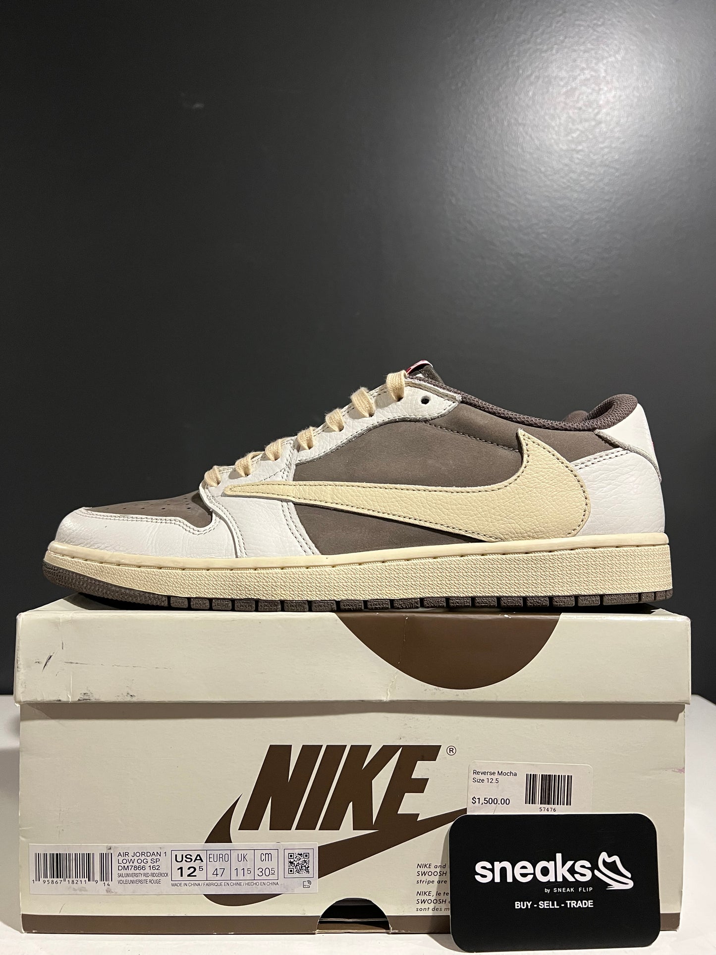 USED Travis Scott x Air Jordan 1 Retro Low OG Reverse Mocha DM7866-162 SIZE 12.5M OG ALL SP25-063