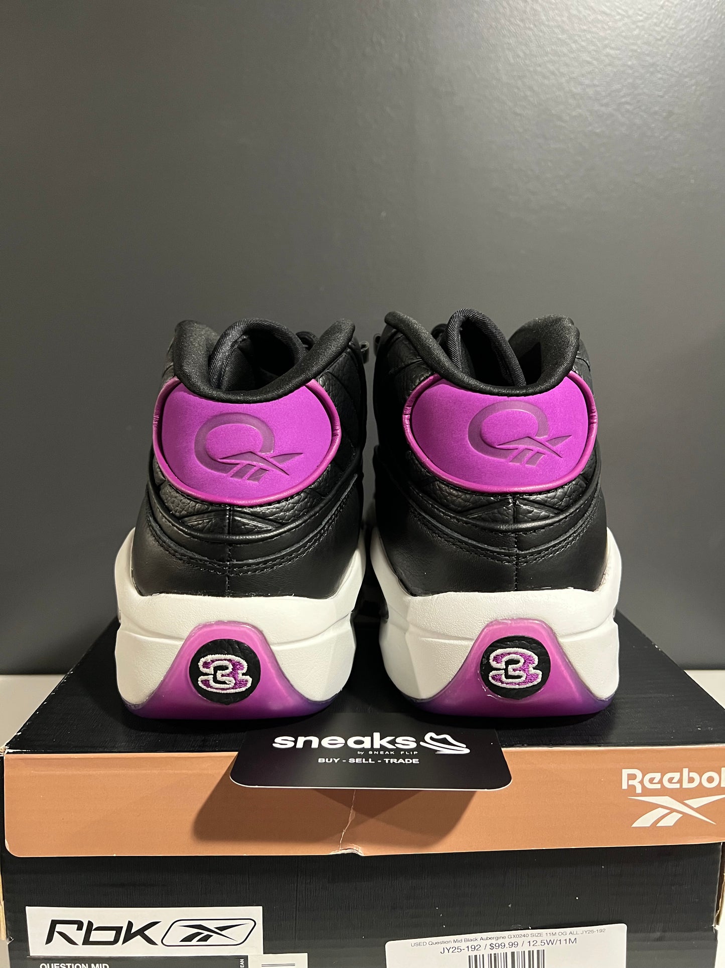 USED Question Mid Black Aubergine GX0240 SIZE 11M OG ALL JY25-192