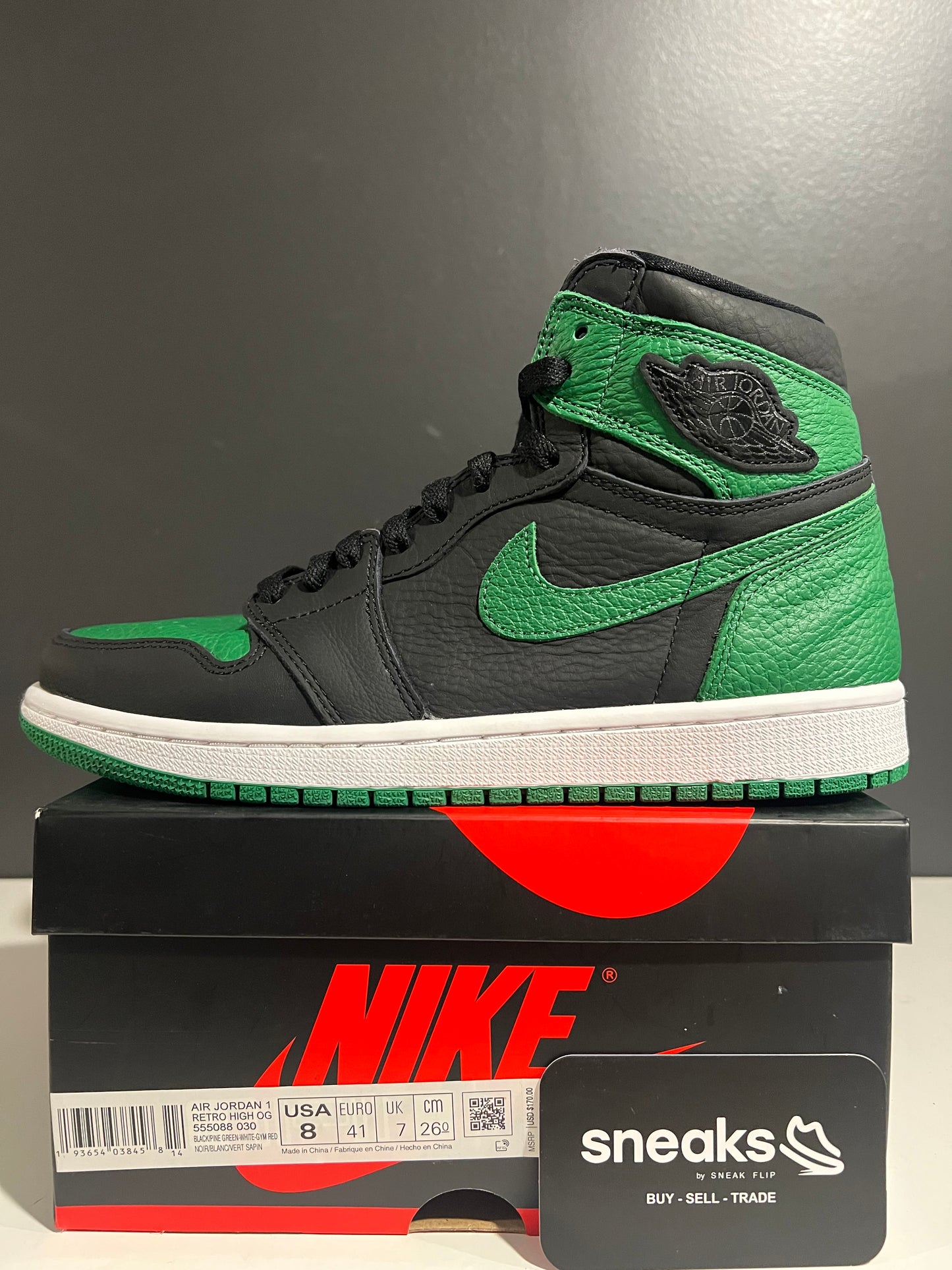 USED Air Jordan 1 Retro High OG Pine Green 2.0 555088-030 SIZE 8M OG ALL AG25-245