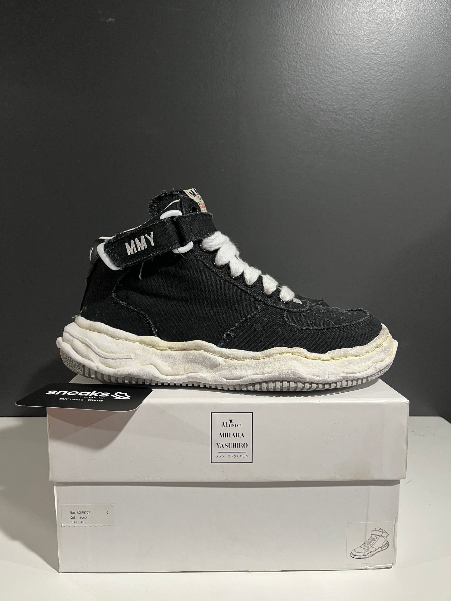 USED Maison Mihara Yasuhiro Wayne OG Canvas High Black AO8FW707 SIZE 40EU OG ALL