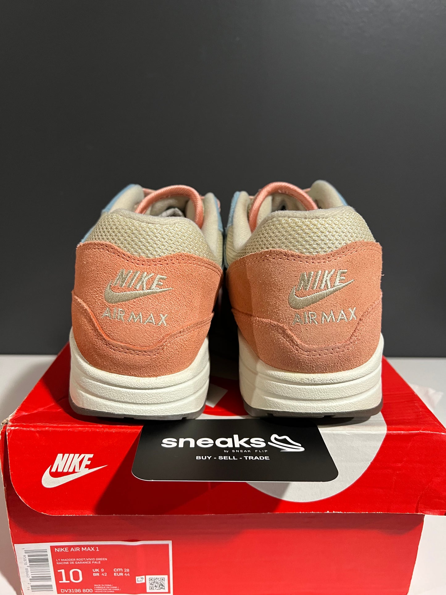 USED Nike Air Max 1 Light Madder Root Worn Blue DV3196-800 SIZE 10M OG ALL JY25-244