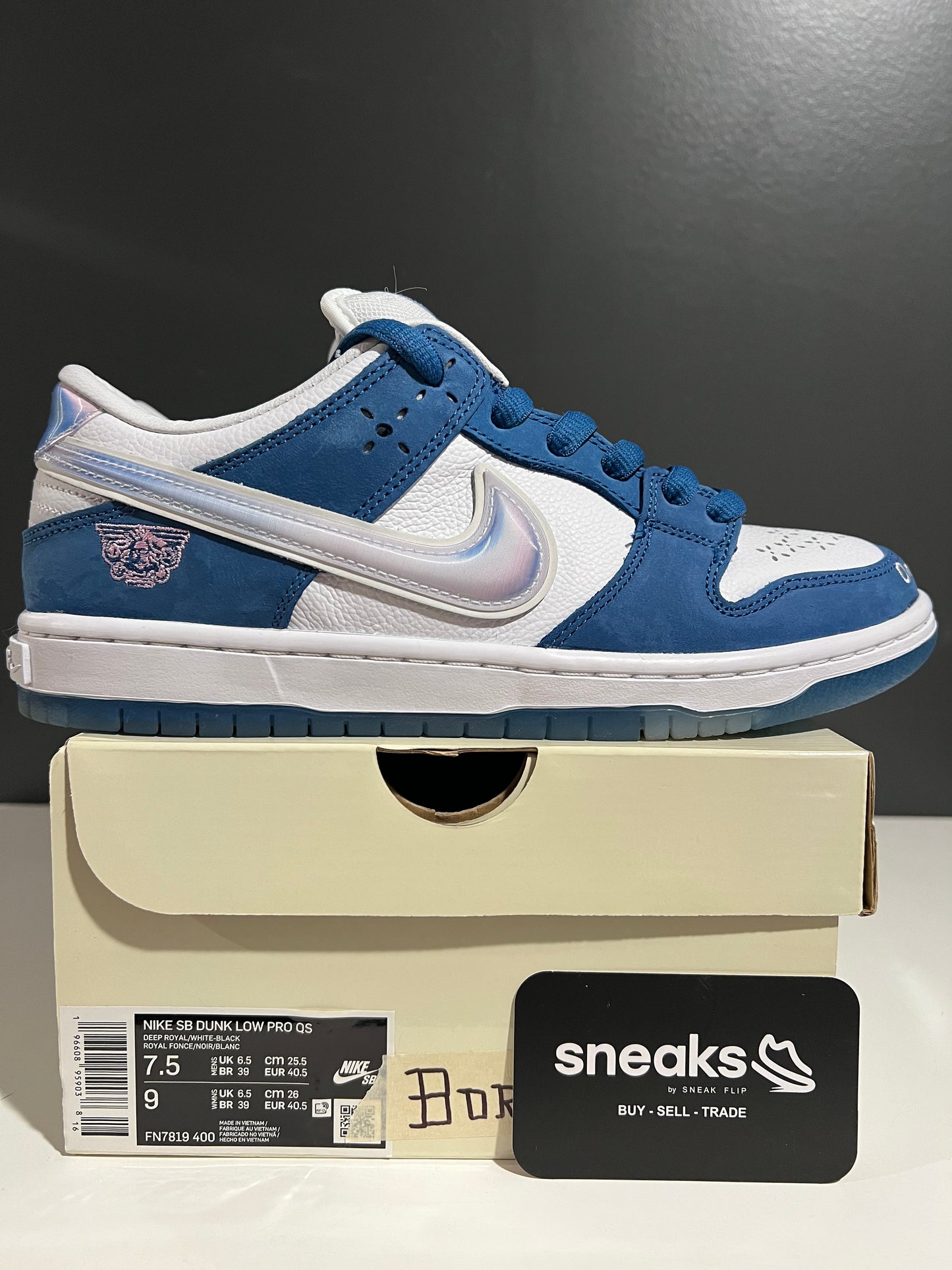 USED Born x Raised x Dunk Low SB One Block at a Time FN7819-400 SIZE 7.5M OG ALL JN25-158