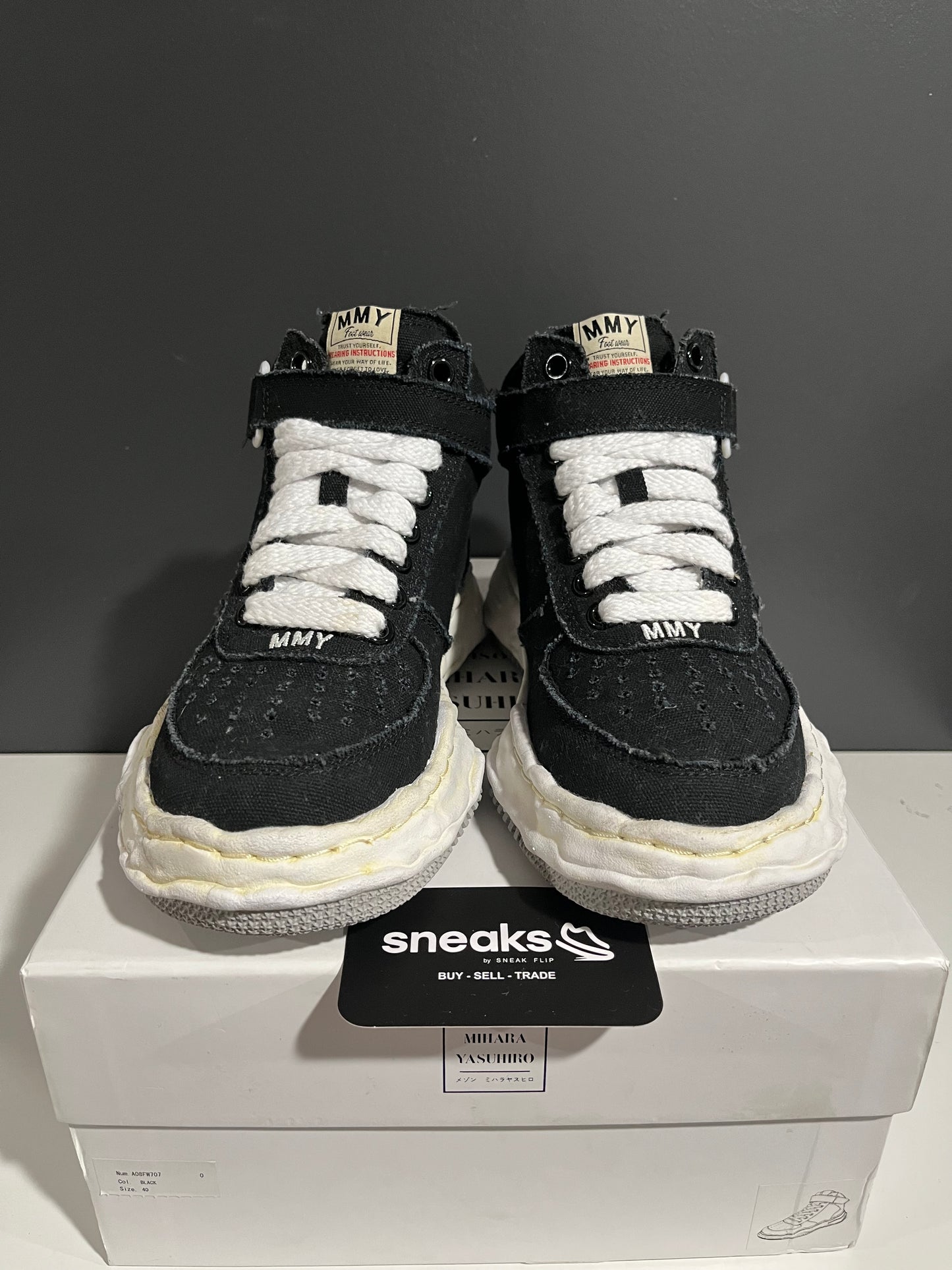 USED Maison Mihara Yasuhiro Wayne OG Canvas High Black AO8FW707 SIZE 40EU OG ALL