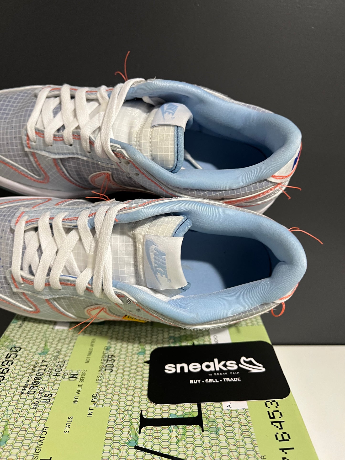 USED Union LA x Dunk Low Passport Pack Argon DJ9649-400 SIZE 7M OG ALL