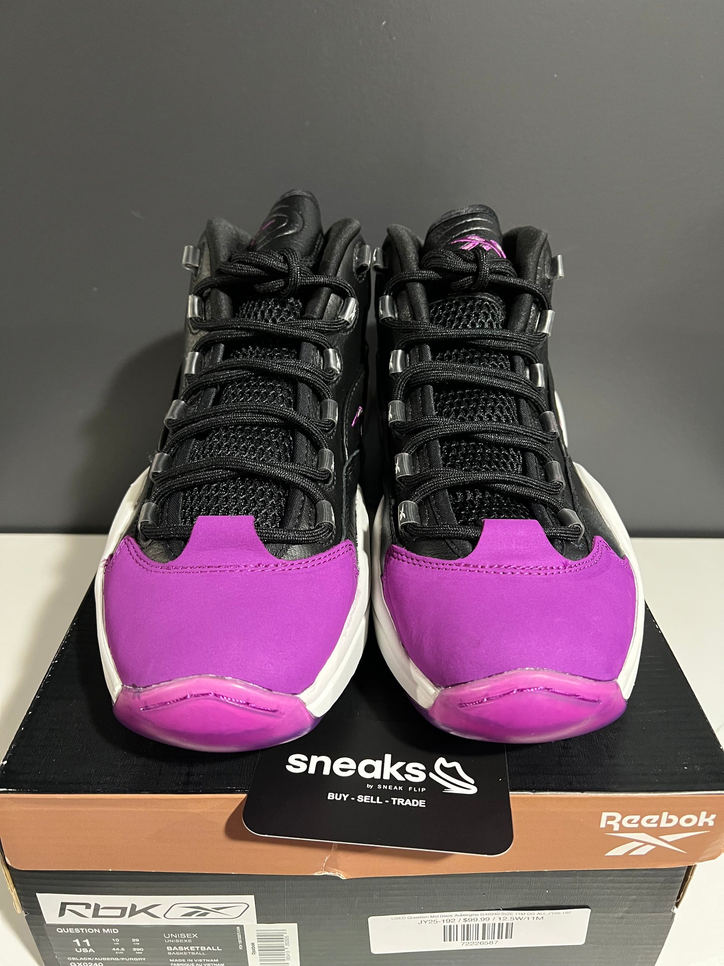 USED Question Mid Black Aubergine GX0240 SIZE 11M OG ALL JY25-192