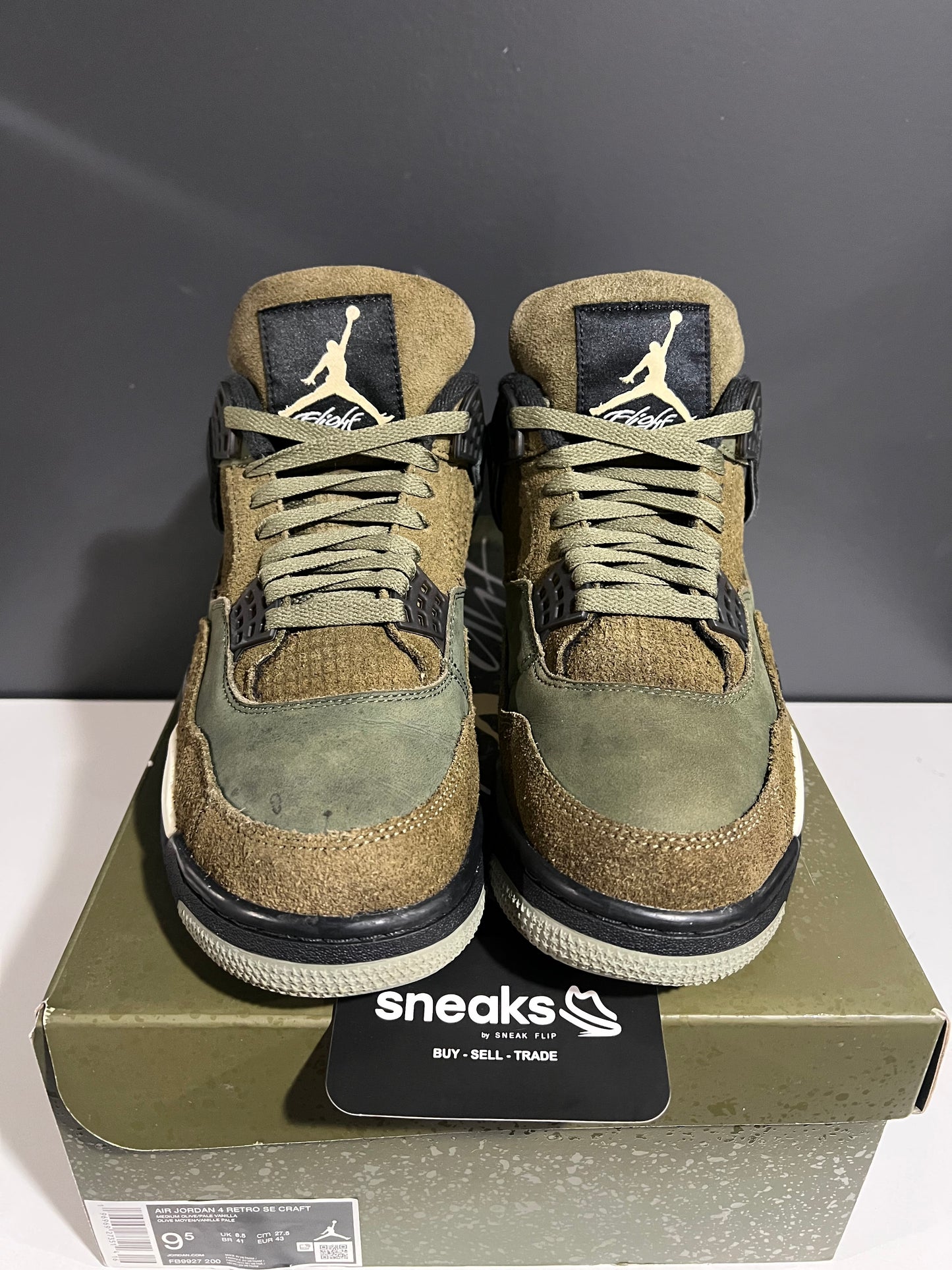 USED Air Jordan 4 Retro SE Craft Olive FB9927-200 SIZE 9.5M OG ALL AG25-97
