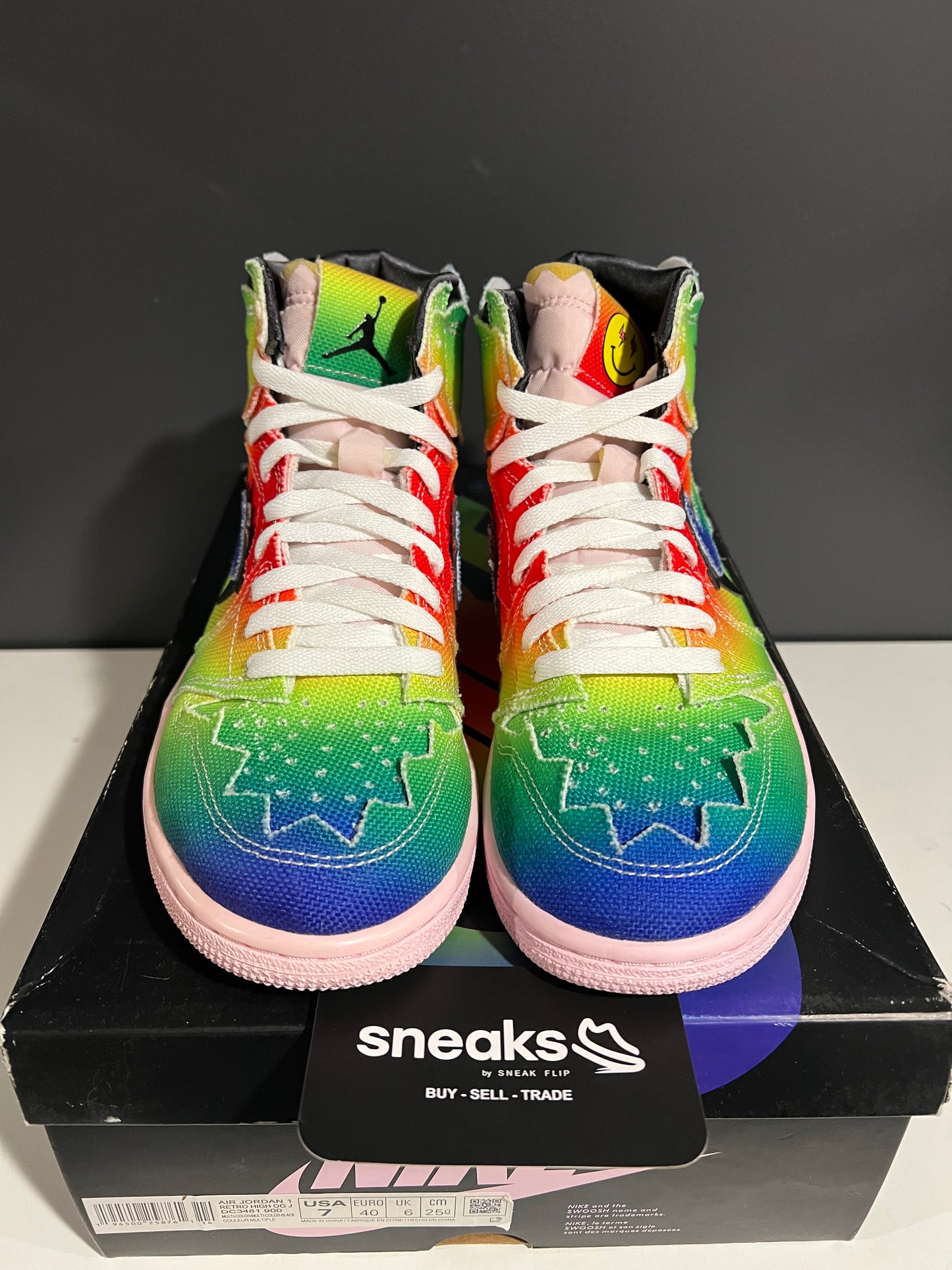 USED J. Balvin x Air Jordan 1 Retro OG High 'Colores Y Vibras' DC3481-900 SIZE 7M OG ALL AG25-185