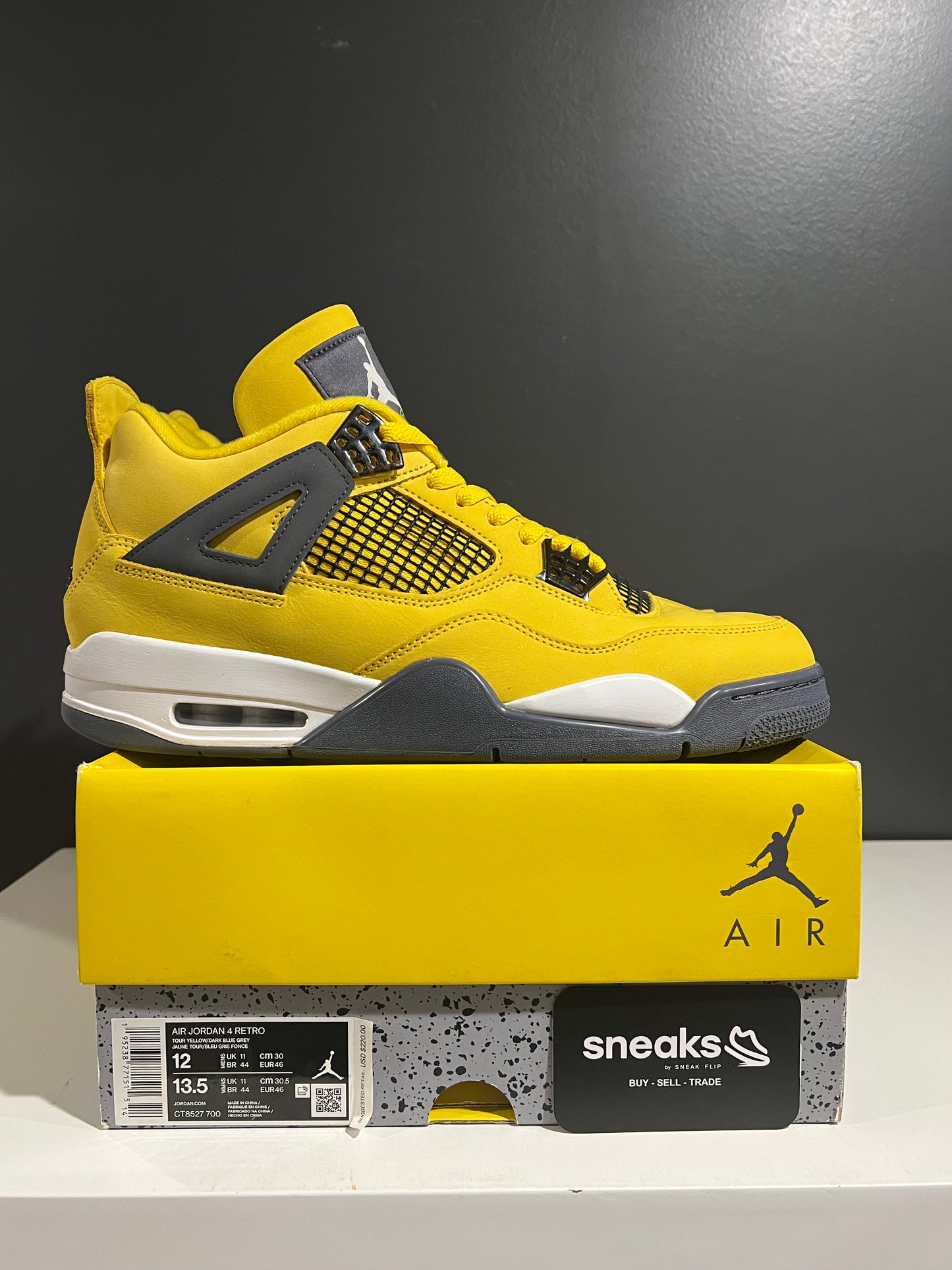 USED Air Jordan 4 Retro Lightning 2021 CT8527-700 SIZE 12M OG ALL SP25-100