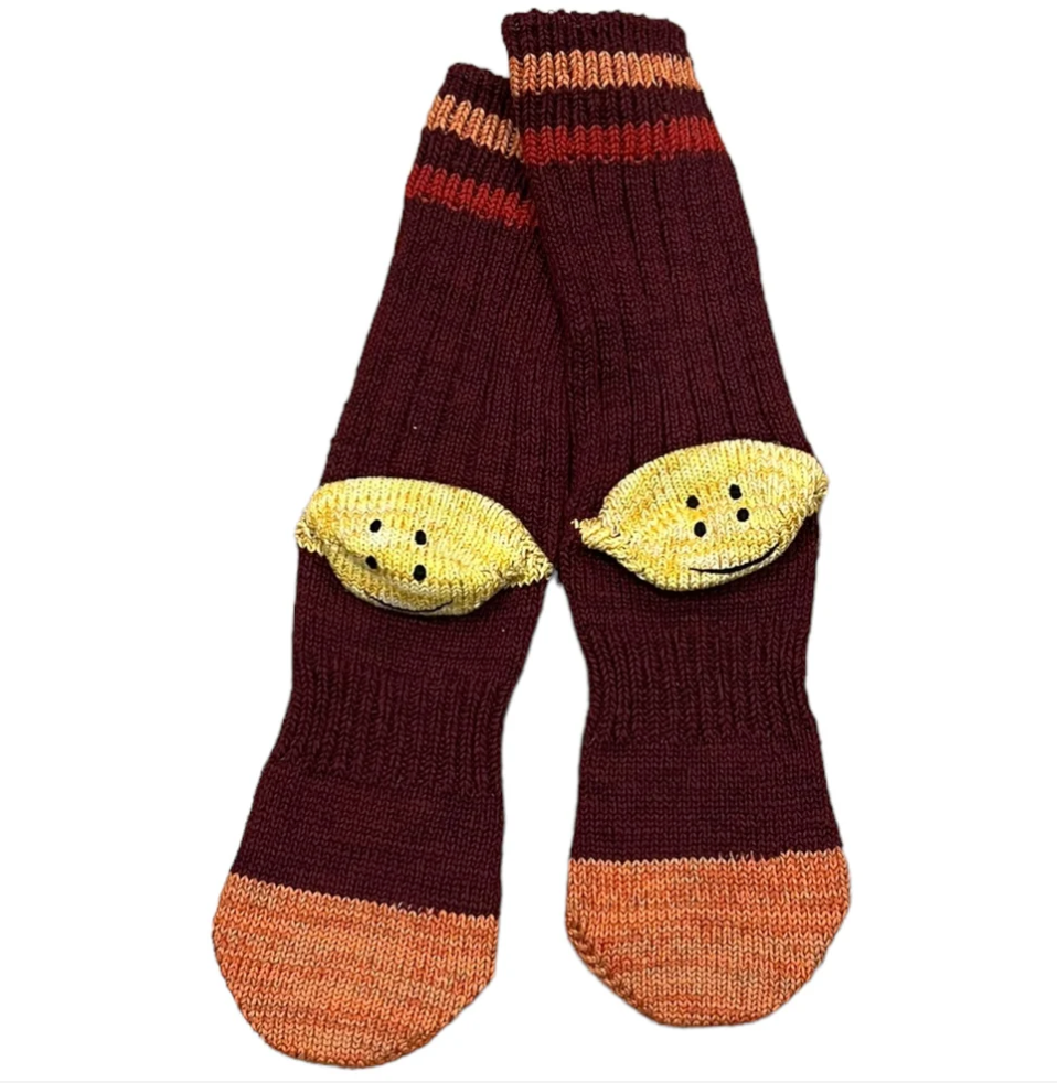 Kapital Heather Ivy Rainbowy Happy Heel Smile Socks