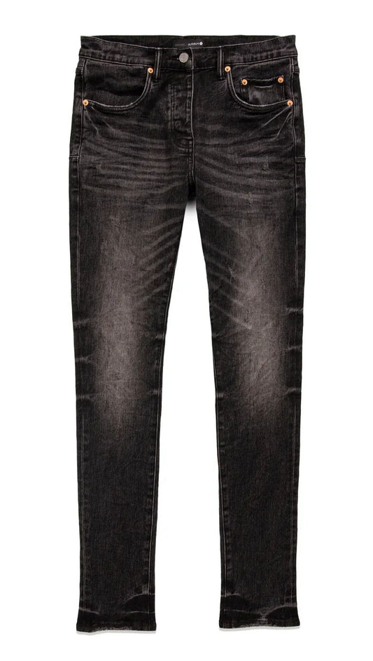 PURPLE BRAND JEANS P001 LOW RISE SKINNY JEAN - WASHED AGED BLACK