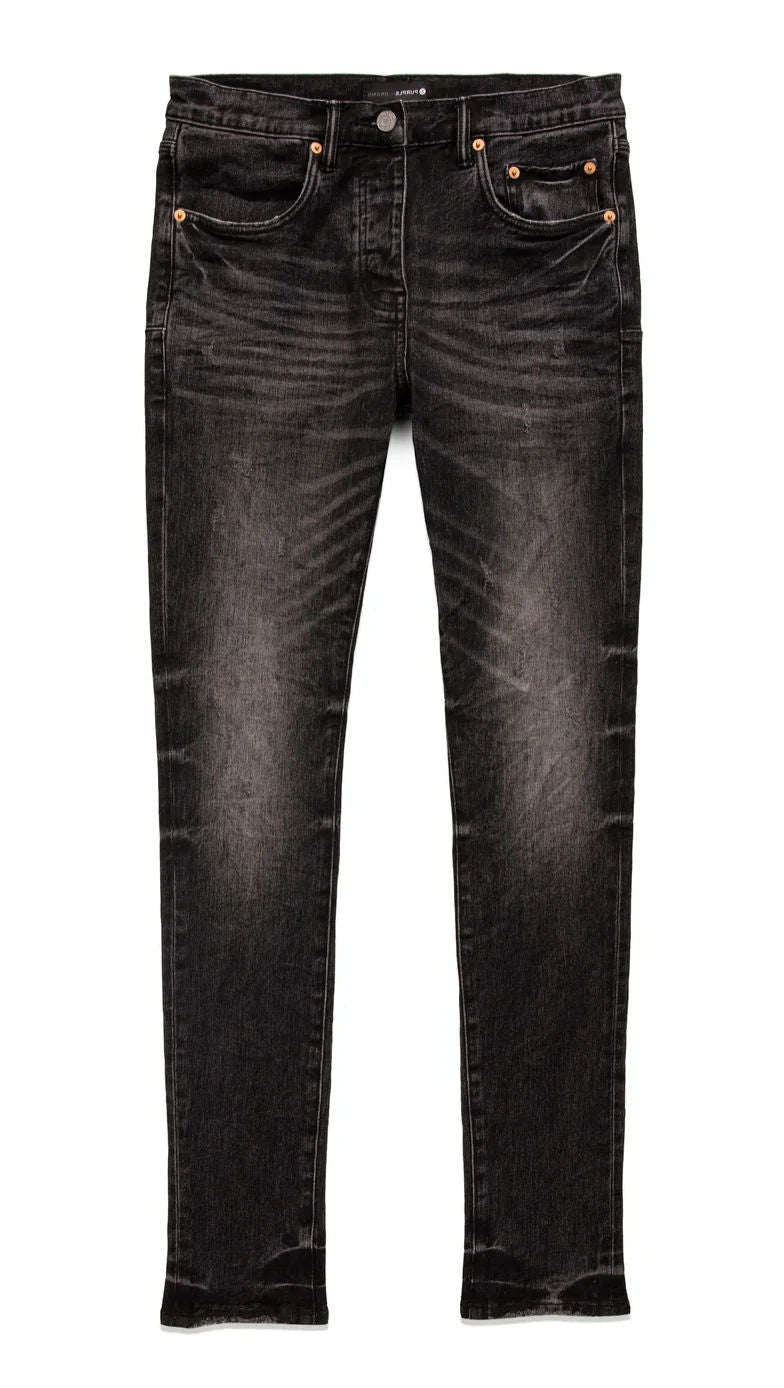 PURPLE BRAND JEANS P001 LOW RISE SKINNY JEAN - WASHED AGED BLACK