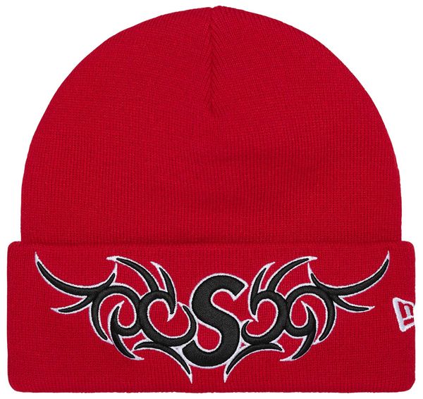 Supreme New Era Tribal S Logo Beanie Red