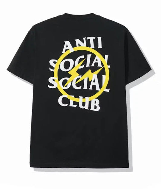 Anti Social Social Club x Fragment Yellow Bolt Tee (FW19) Black