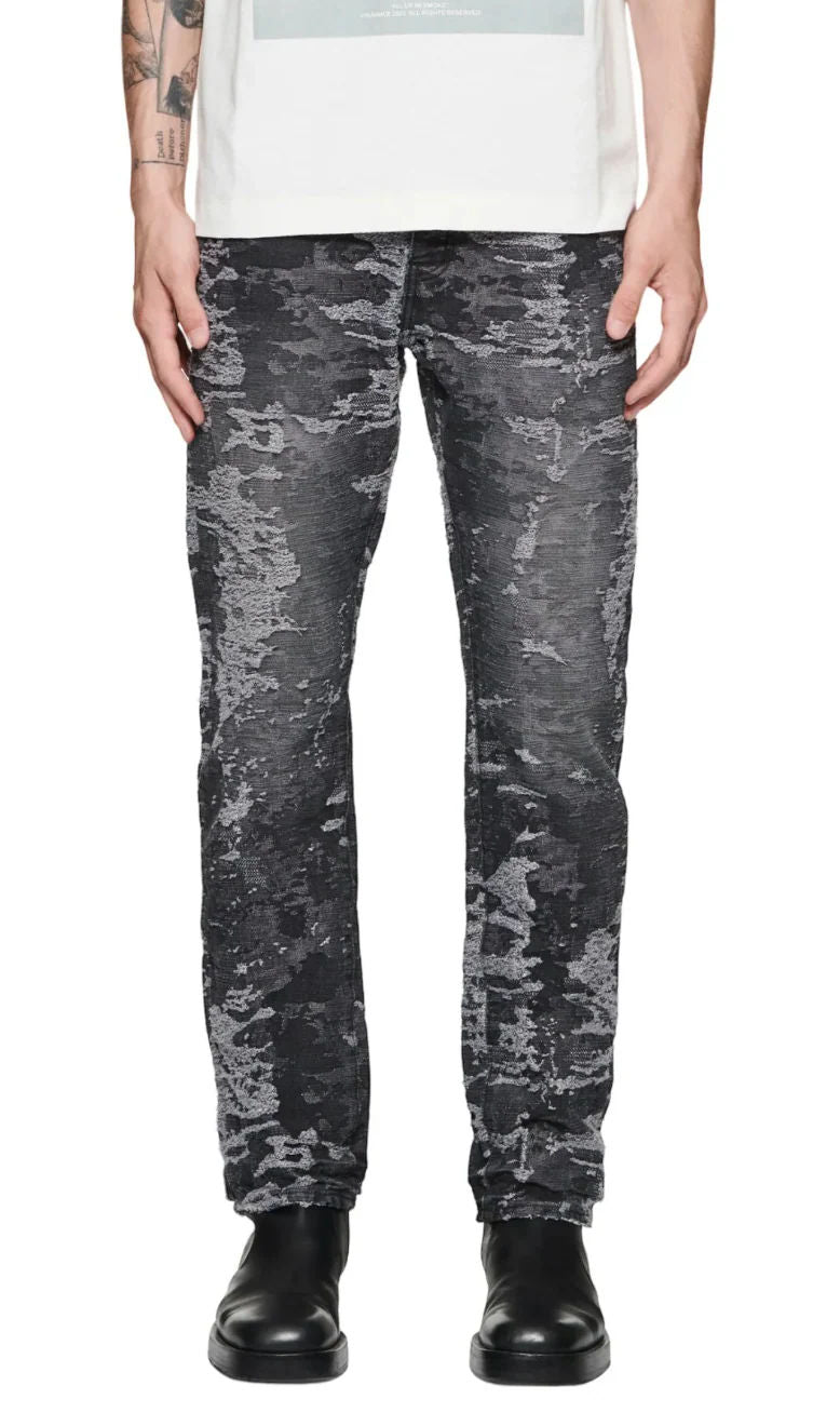 PURPLE BRAND JACQUARD SLIM STRAIGHT JEAN BLACK
