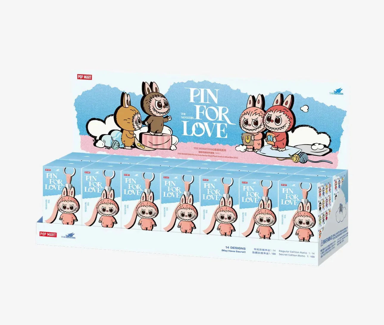 Pop Mart Labubu The Monsters Pin for Love Series Vinyl Plush Pendant (N-Z) Sealed Case (14 Blind Box)