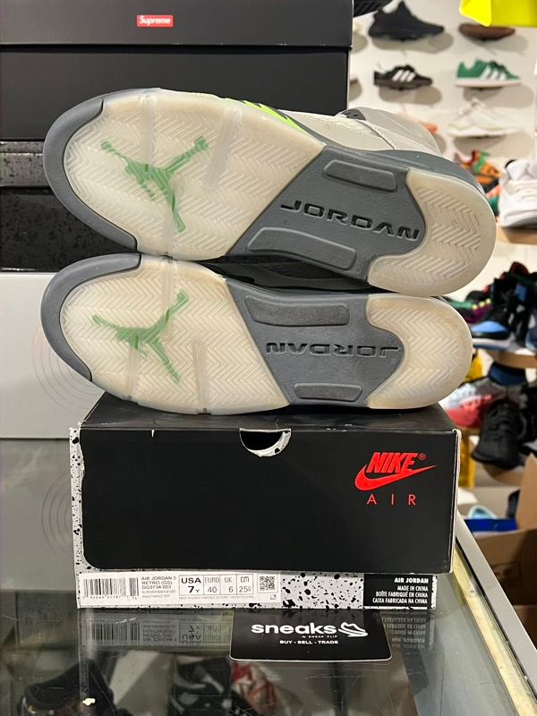 USED SIZE 7Y Jordan 5 Retro Green Bean (2022) (GS) - Used