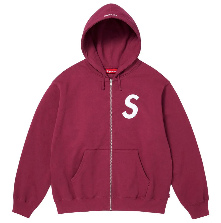 NEW Supreme S Logo Zip Up Hooded Sweatshirt Raspberry