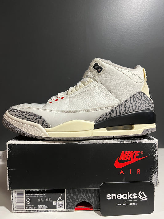 USED Air Jordan 3 Retro 'White Cement Reimagined' DN3707 100 SIZE 9M OG ALL AG25-170