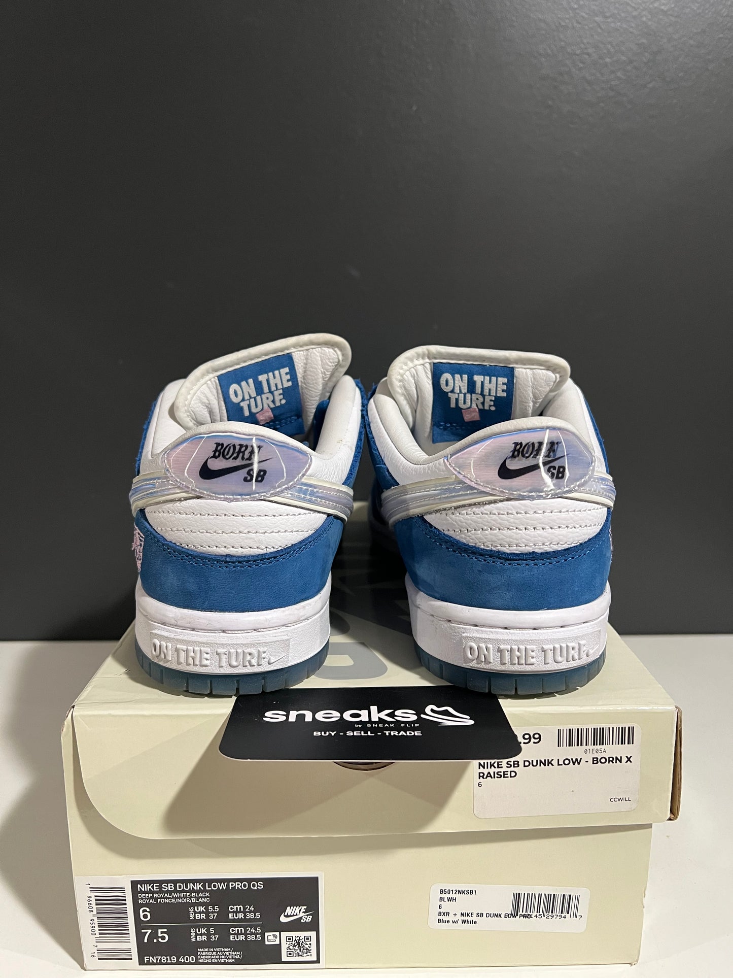USED Born x Raised Dunk Low SB One Block at a Time FN7819-400 SIZE 6M OG ALL AG25-367