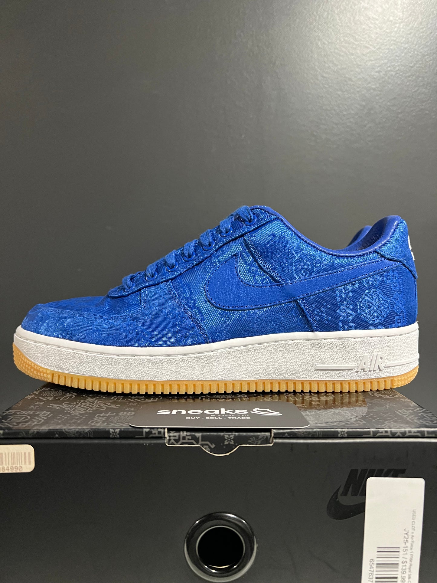 USED CLOT x Air Force 1 PRM Royal Silk CJ5290-400 SIZE 9.5M OG ALL JY25-151