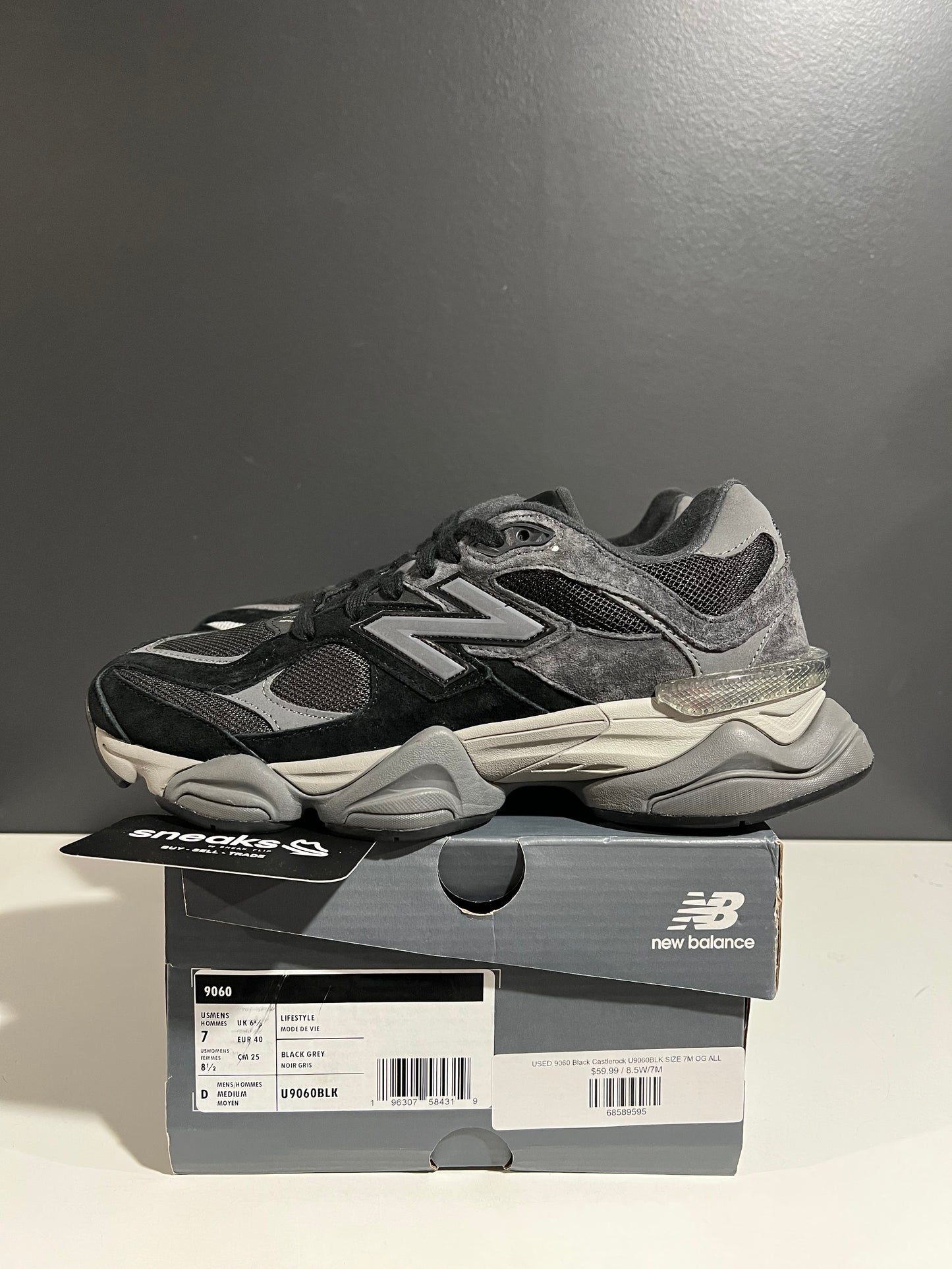 USED 9060 Black Castlerock U9060BLK SIZE 7M OG ALL