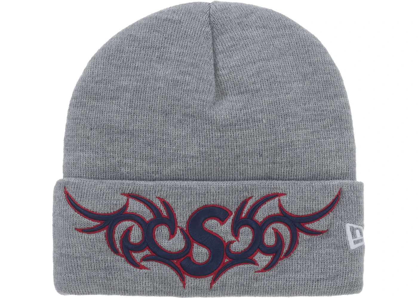 Supreme New Era Tribal S Logo Beanie Heather Grey