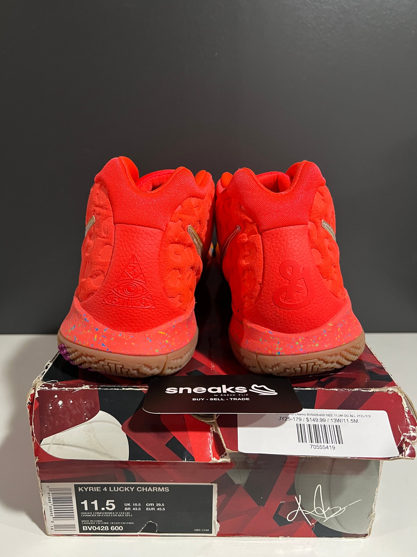 USED Kyrie 4 Lucky Charms BV0428-600 SIZE 11.5M OG ALL JY25-179