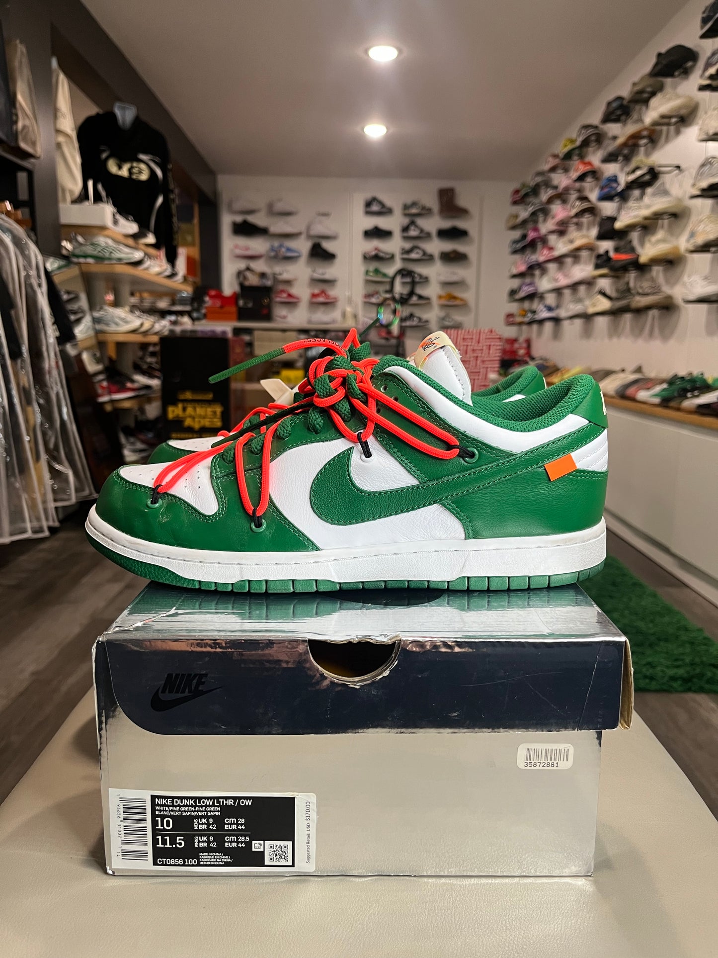 Off-White x Dunk Low Pine Green CT0856-100 USED SIZE 10M