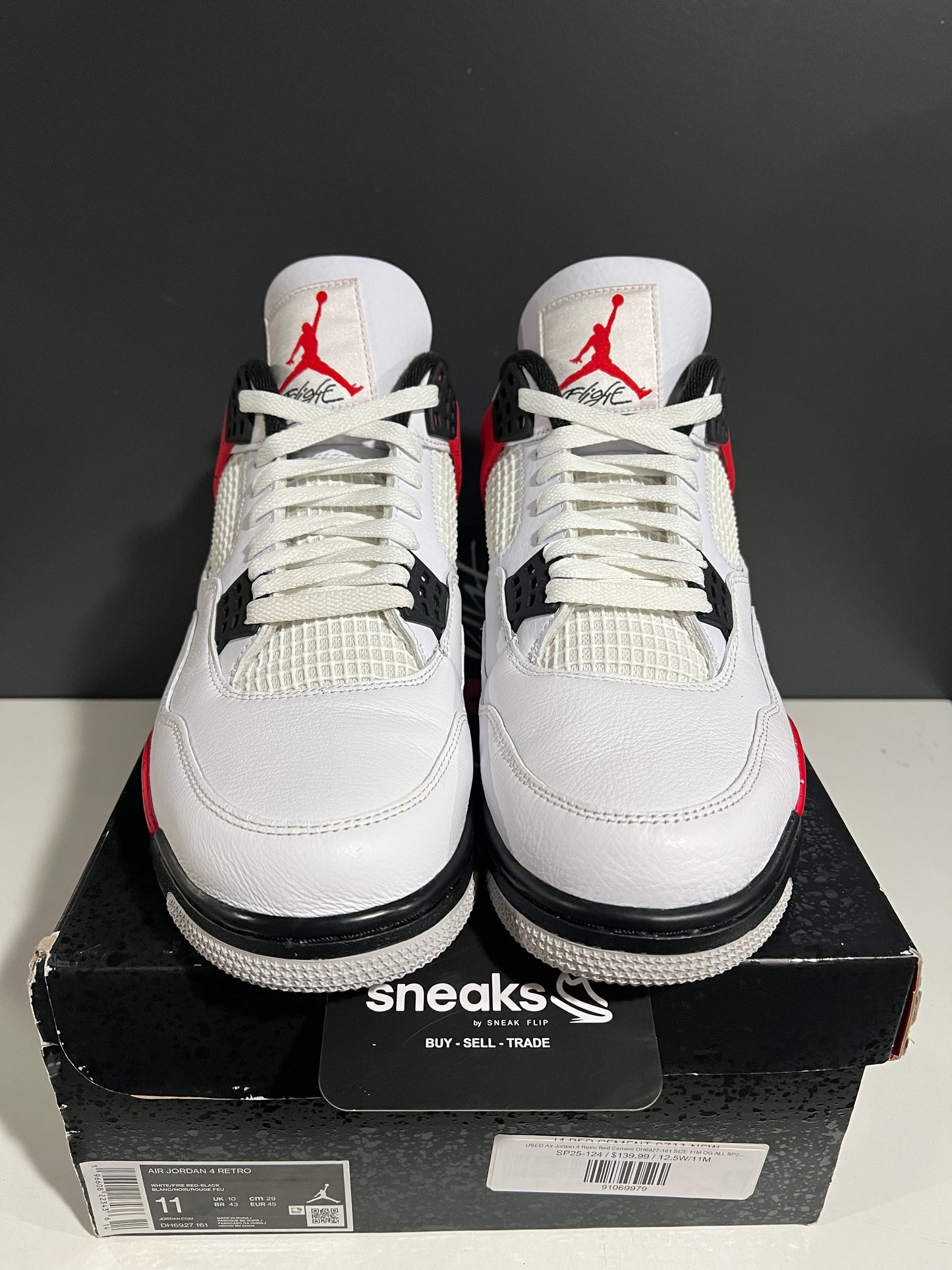 USED Air Jordan 4 Retro Red Cement DH6927-161 SIZE 11M OG ALL SP25-124