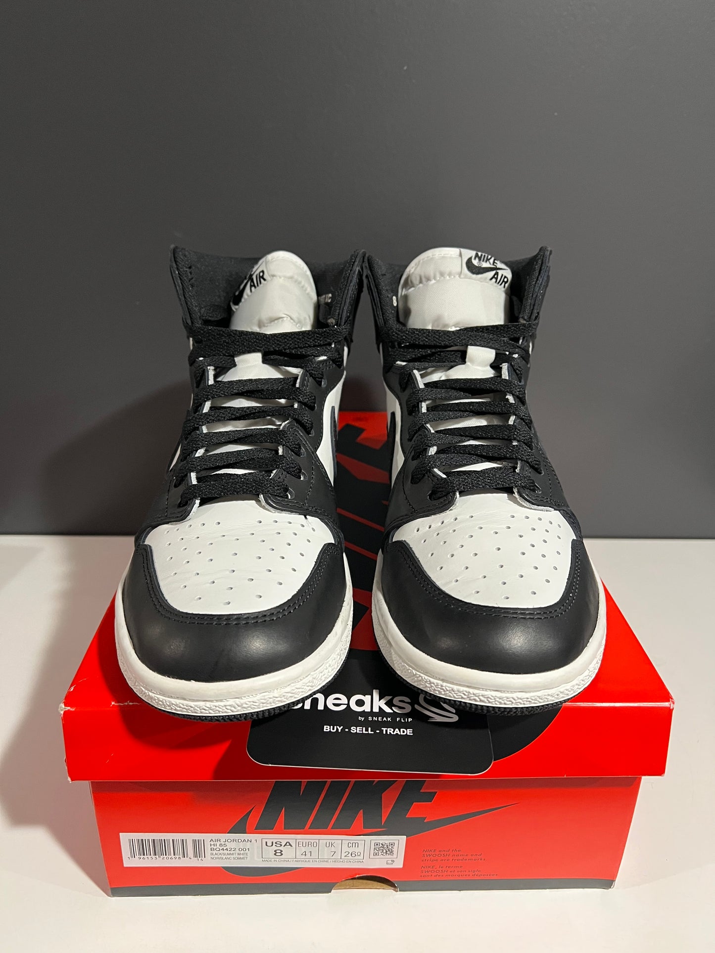 USED Air Jordan 1 Retro High '85 OG Black White BQ4422-001 SIZE 8M OG ALL JY25-306
