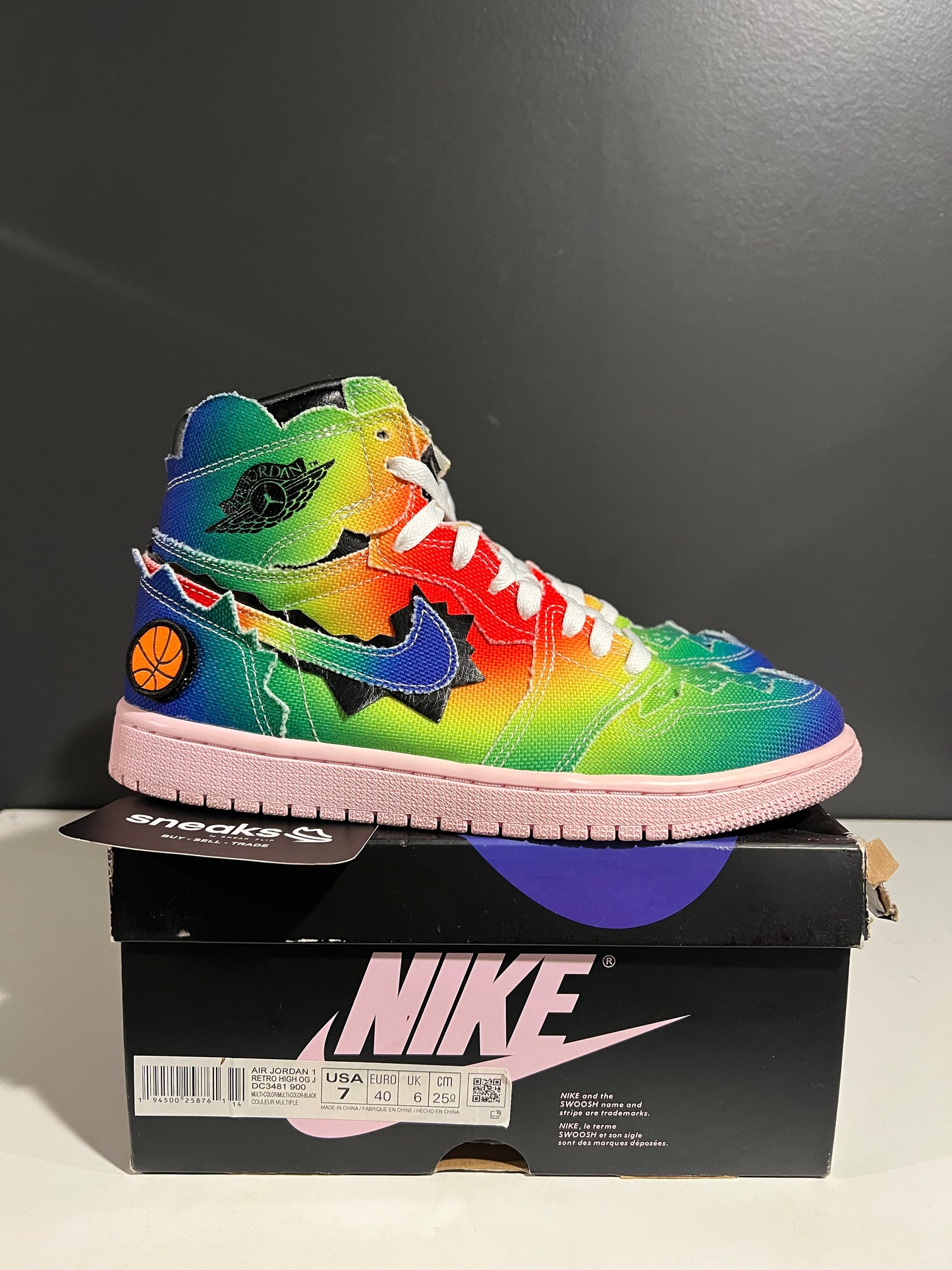 USED J. Balvin x Air Jordan 1 Retro OG High 'Colores Y Vibras' DC3481-900 SIZE 7M OG ALL AG25-185