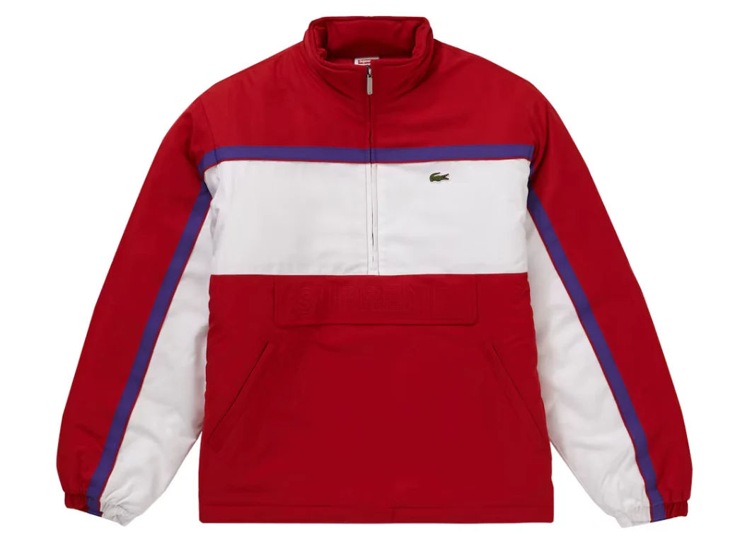 Supreme LACOSTE Puffy Half Zip Pullover Red