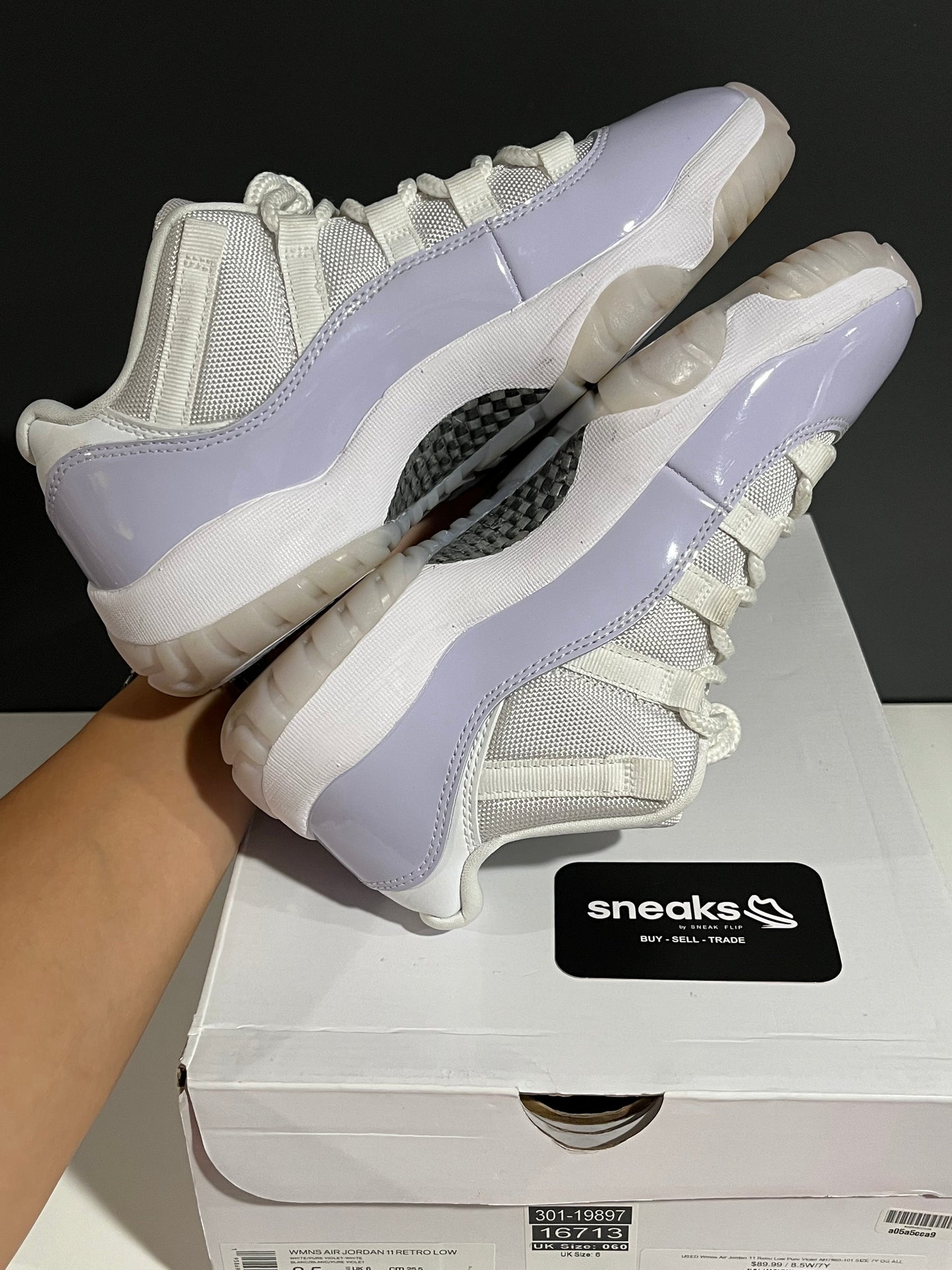 USED Wmns Air Jordan 11 Retro Low Pure Violet AH7860-101 SIZE 7Y OG ALL
