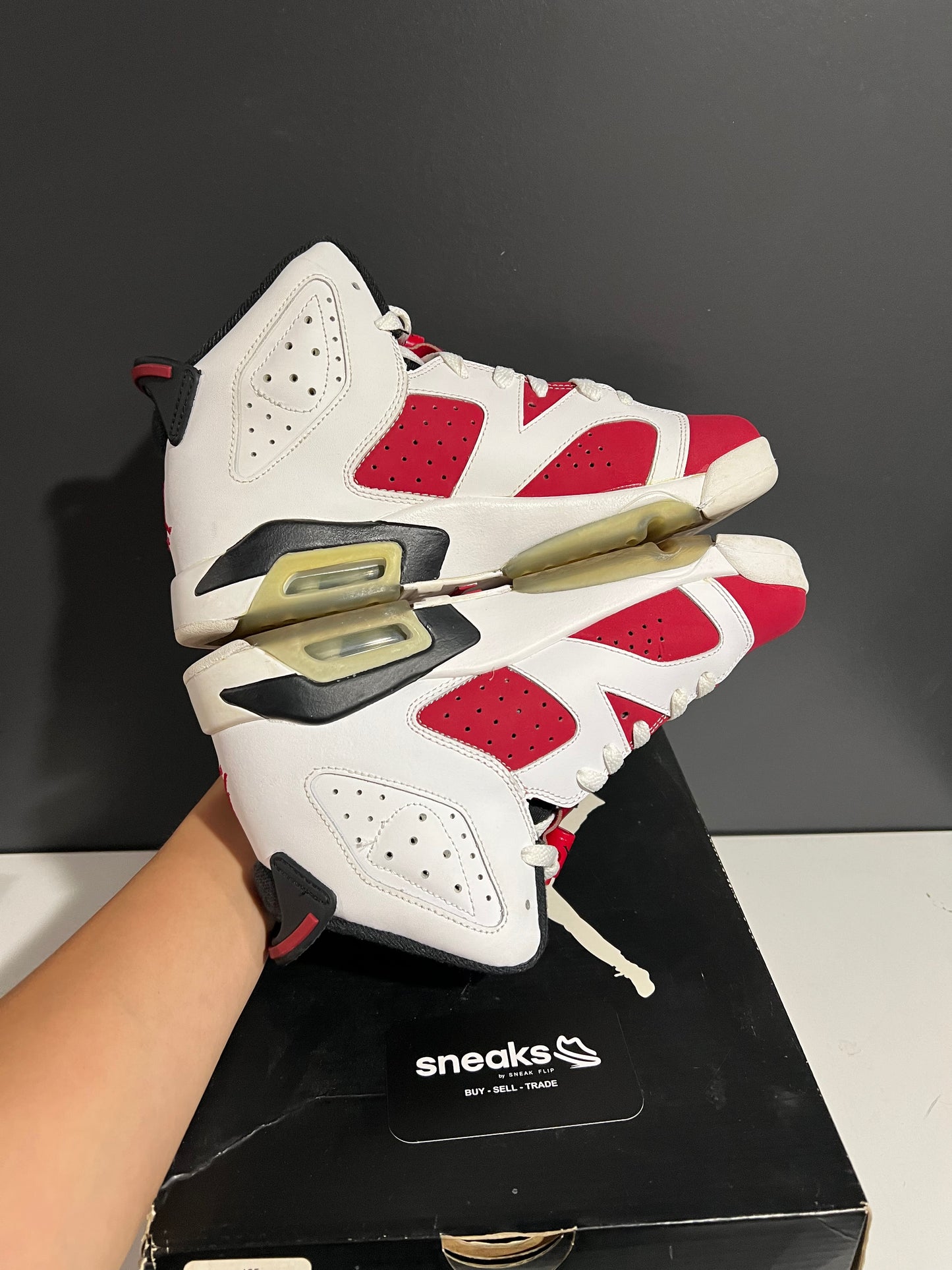USED Air Jordan 6 Retro BG Carmine 384665-160 SIZE 7Y OG ALL AG25-73