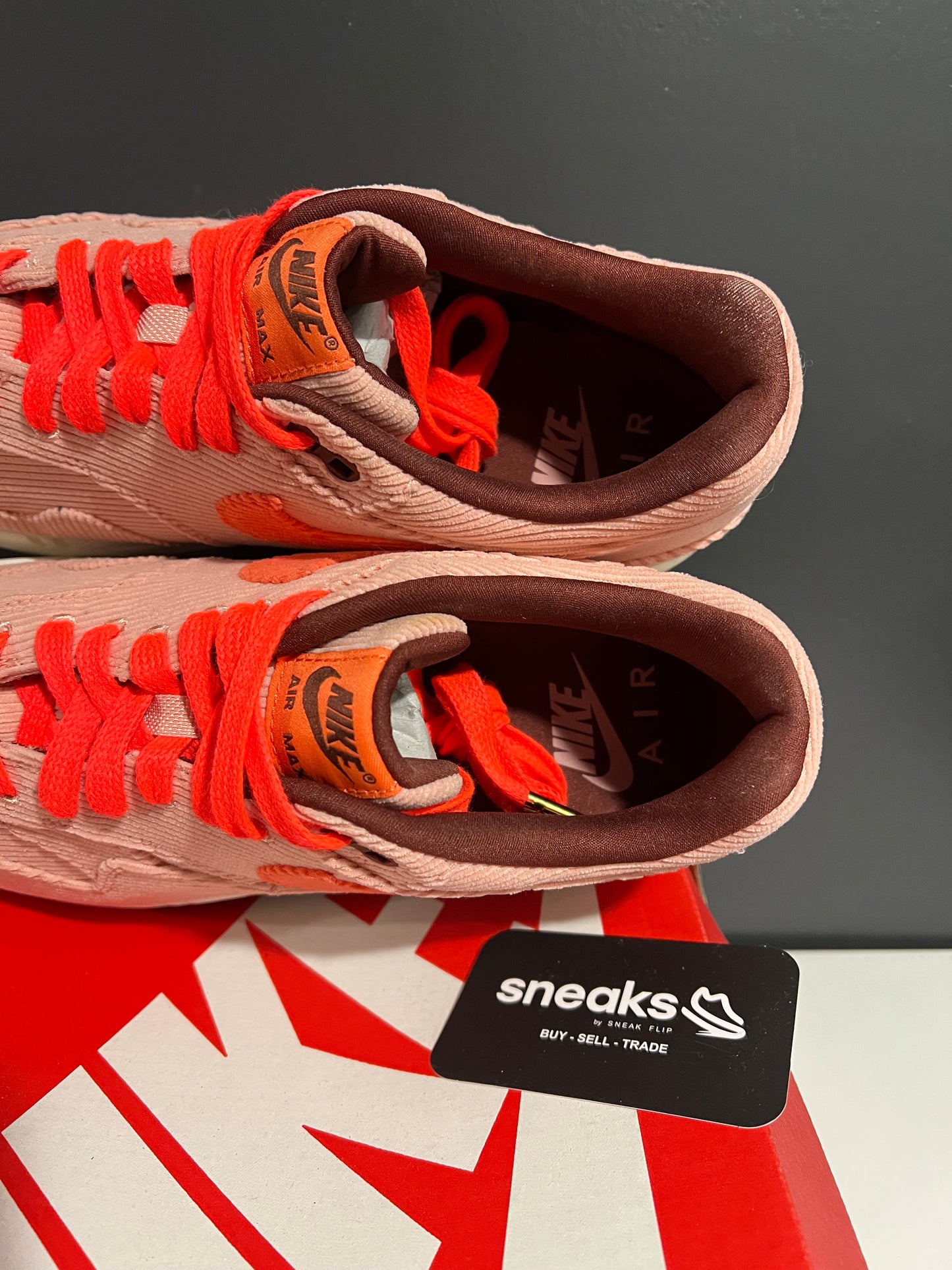USED Air Max 1 Premium Coral Stardust Corduroy FB8915-600 SIZE 10M OG ALL