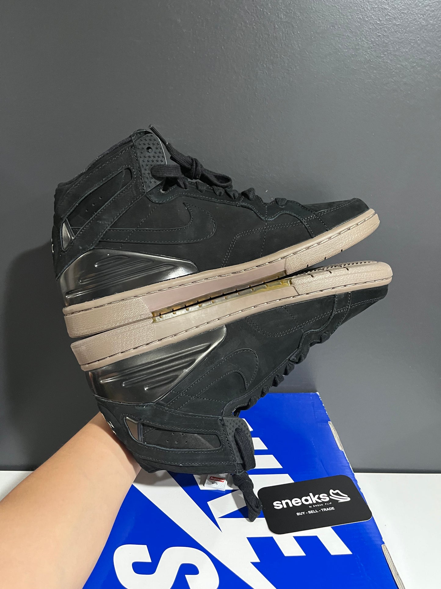 NEW Zoom Air 94 Hi Supreme Black 428927-005 SIZE 9.5M OG ALL JN25-205