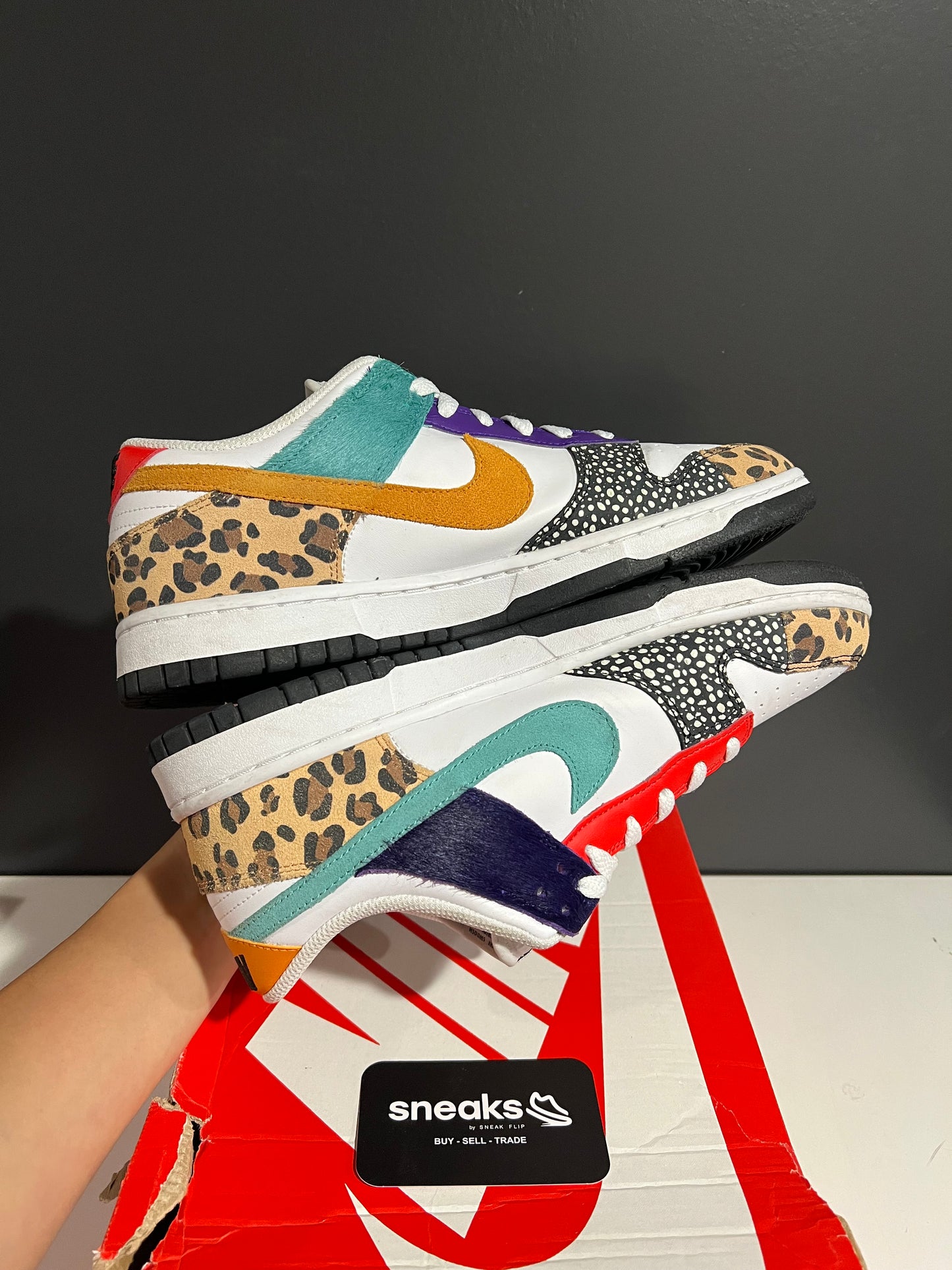 USED Nike Dunk Low SE Safari Mix (Women’s) DN3866-100 SIZE 10M OG ALL JY25-233