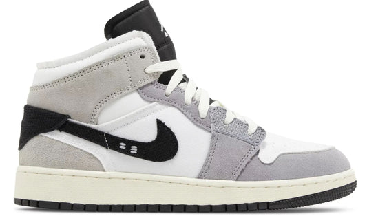 Jordan 1 Mid SE Craft White Cement Grey Black (GS)