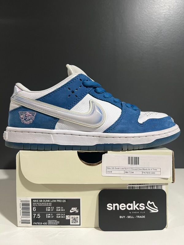 USED SIZE 6M Nike SB Dunk Low Born X Raised One Block At A Time - Used