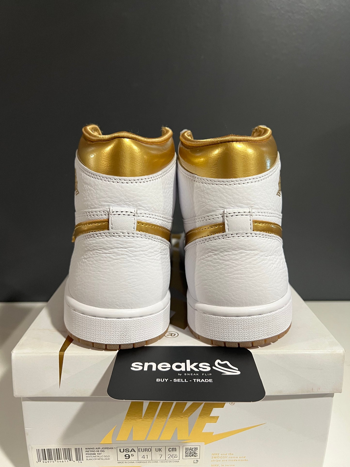 USED Air Jordan 1 Retro High OG White Metallic Gold (Women’s) FD2596-107 SIZE 9.5W/8M OG ALL JY25-304