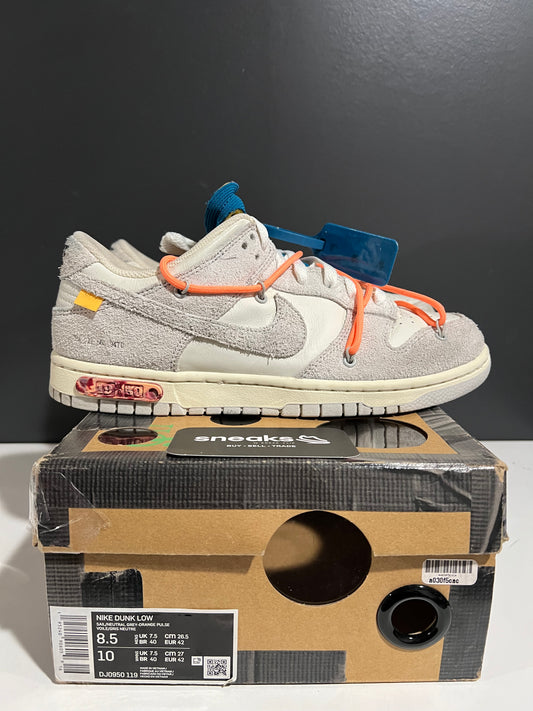 USED Off-White x Dunk Low Lot 19 of 50 DJ0950-119 SIZE 8.5M OG ALL AG25-345