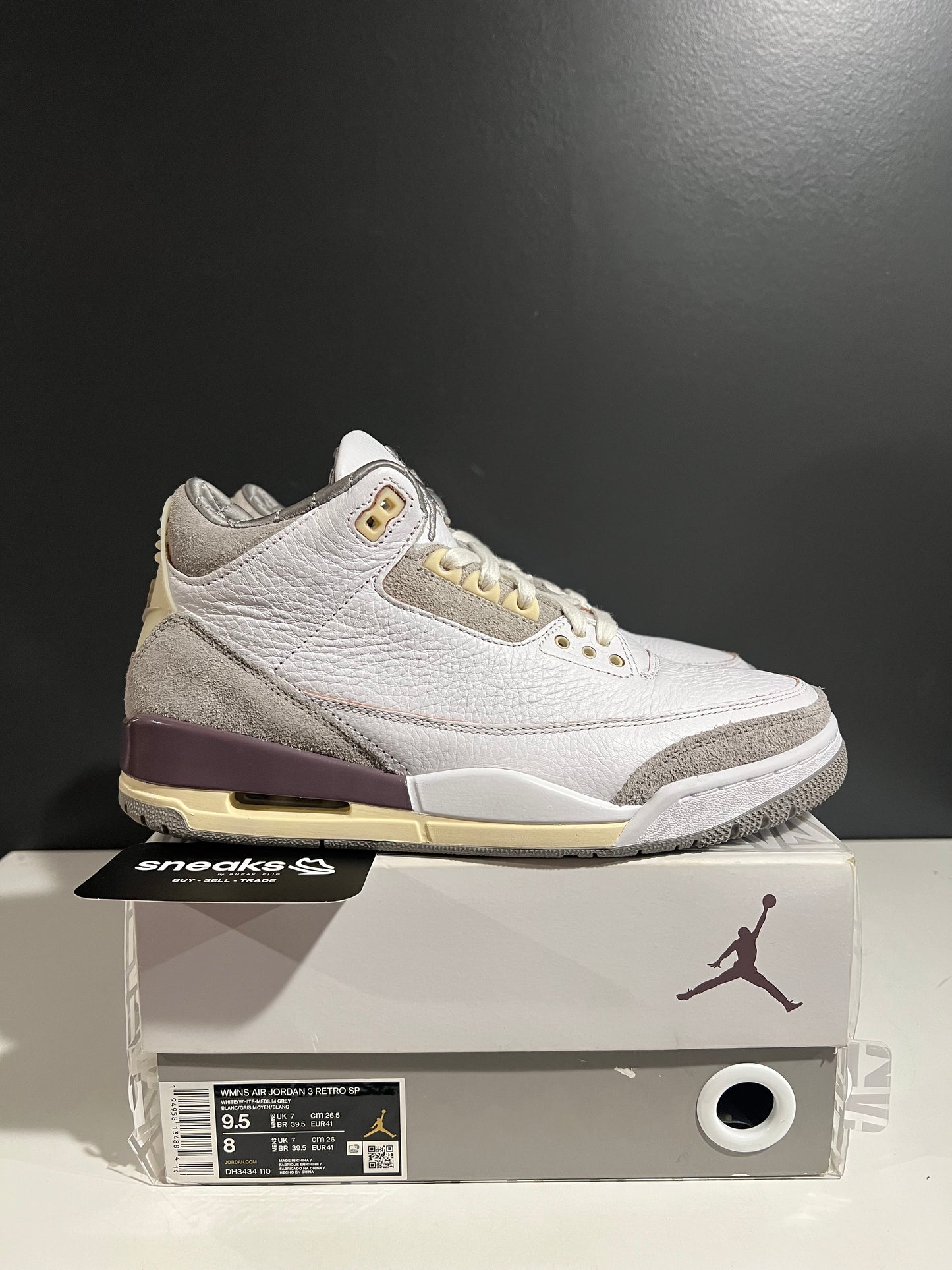 USED Air Jordan 3 Retro WMNS A Ma Maniére DH3434-110 SIZE 8M OG ALL AG25-89
