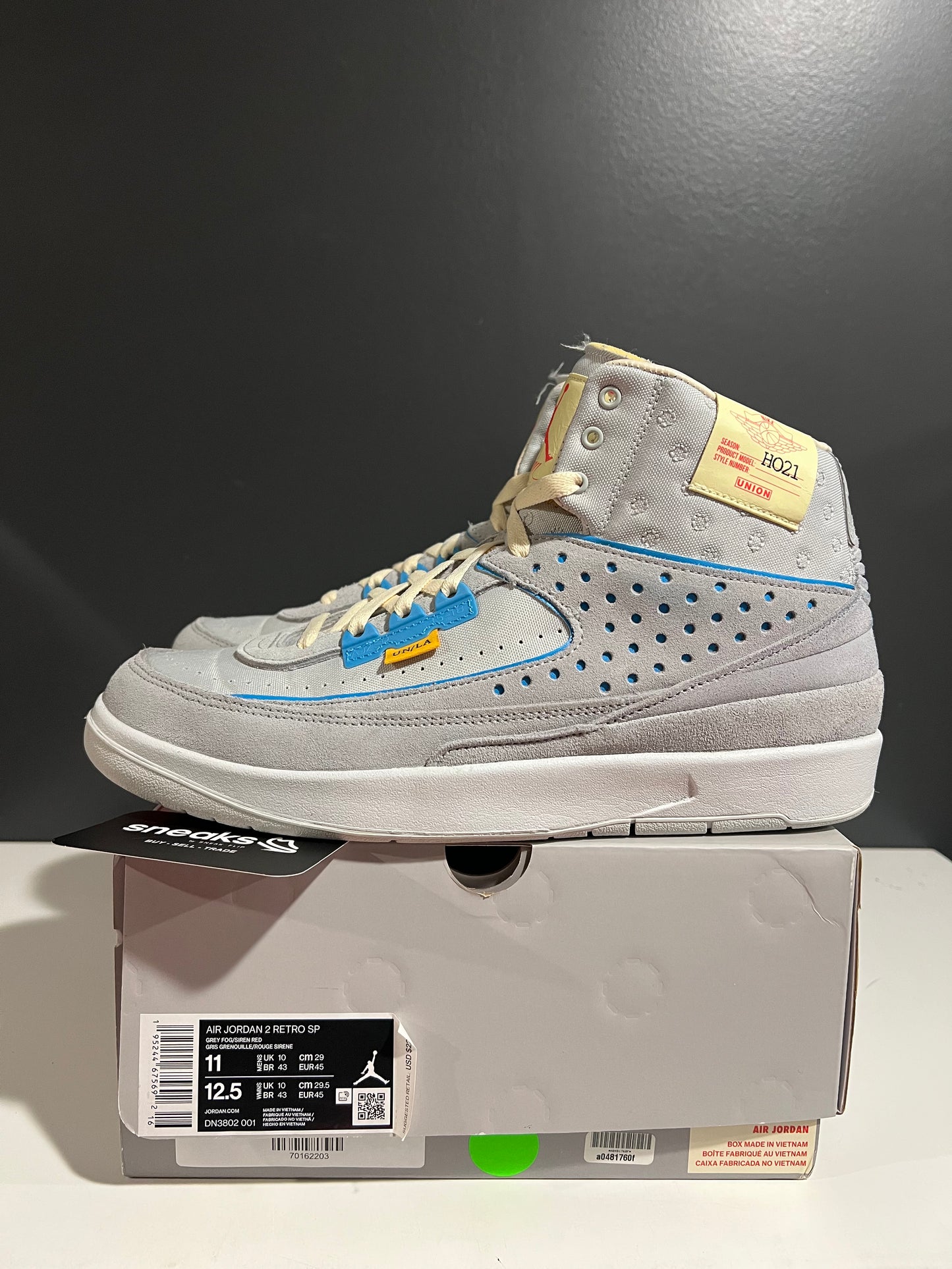 USED Union LA x Air Jordan 2 Retro SP Grey Fog DN3802-001 SIZE 11M OG ALL JY25-176