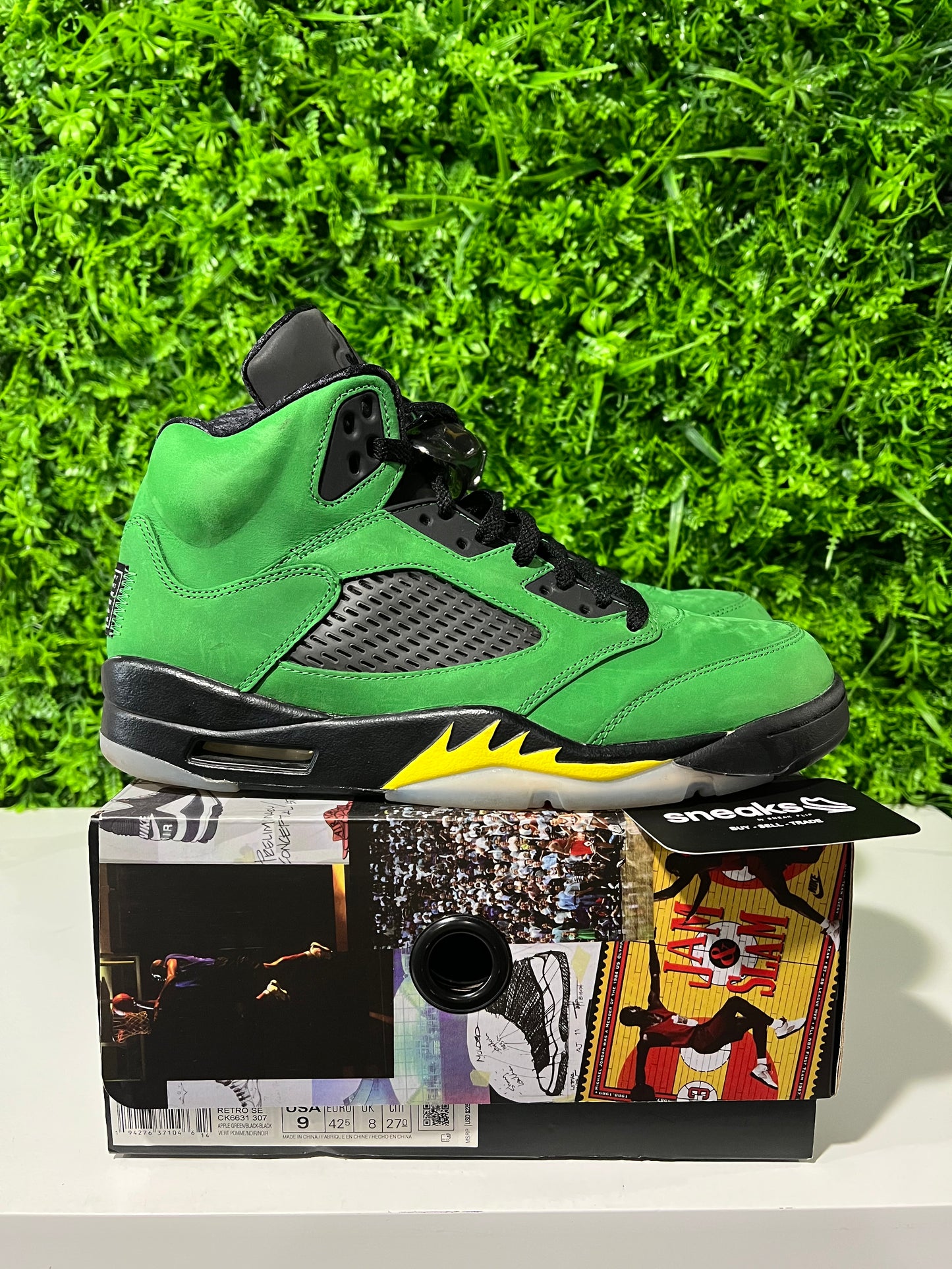 USED Air Jordan 5 Retro SE Oregon CK6631-307 SIZE 9M OG ALL