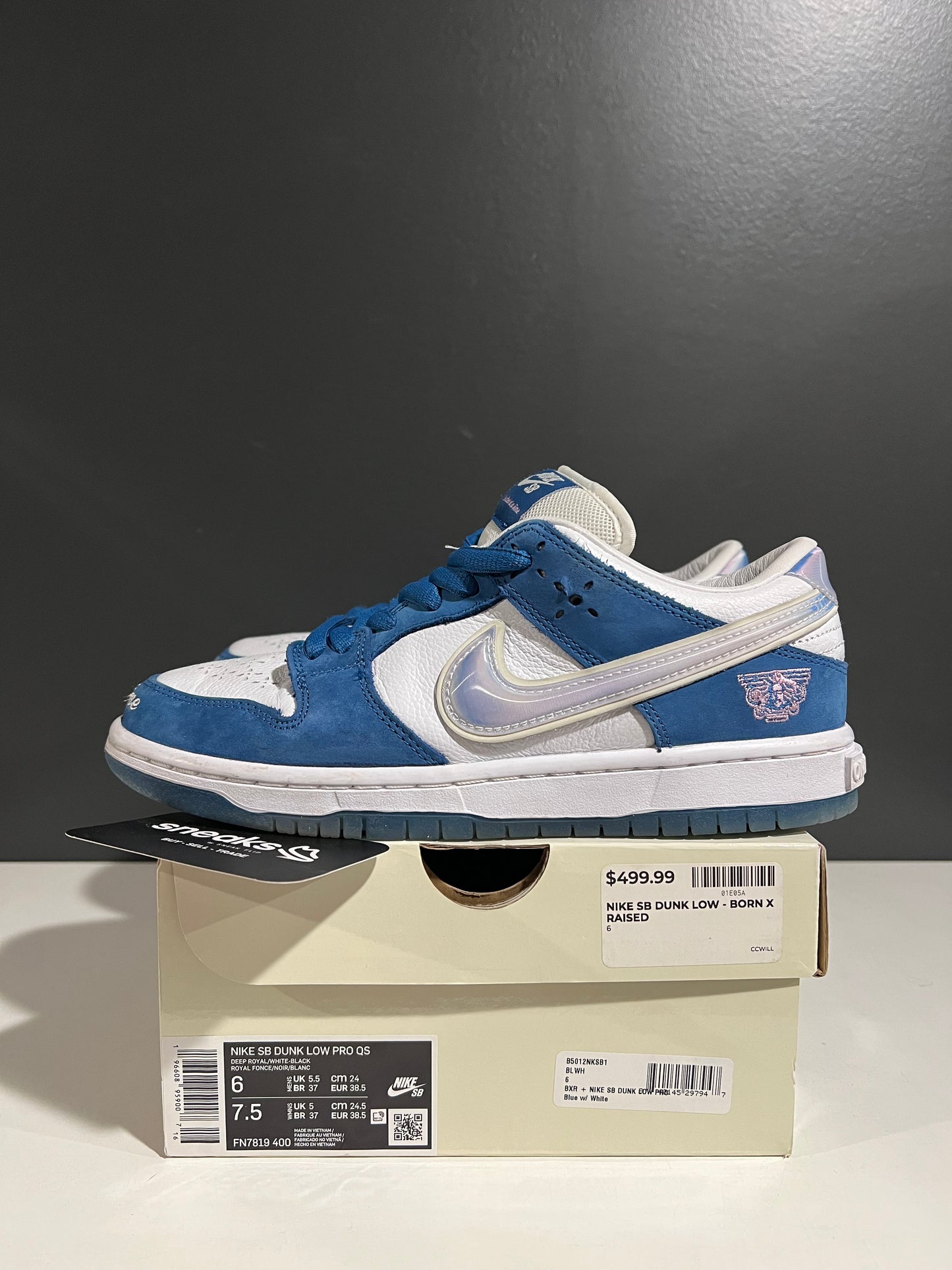 USED Born x Raised Dunk Low SB One Block at a Time FN7819-400 SIZE 6M OG ALL AG25-367