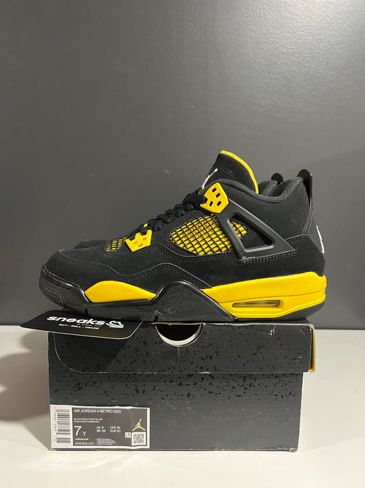 USED Air Jordan 4 Retro GS Thunder 2023 408452-017 SIZE 7Y OG ALL AG25-93