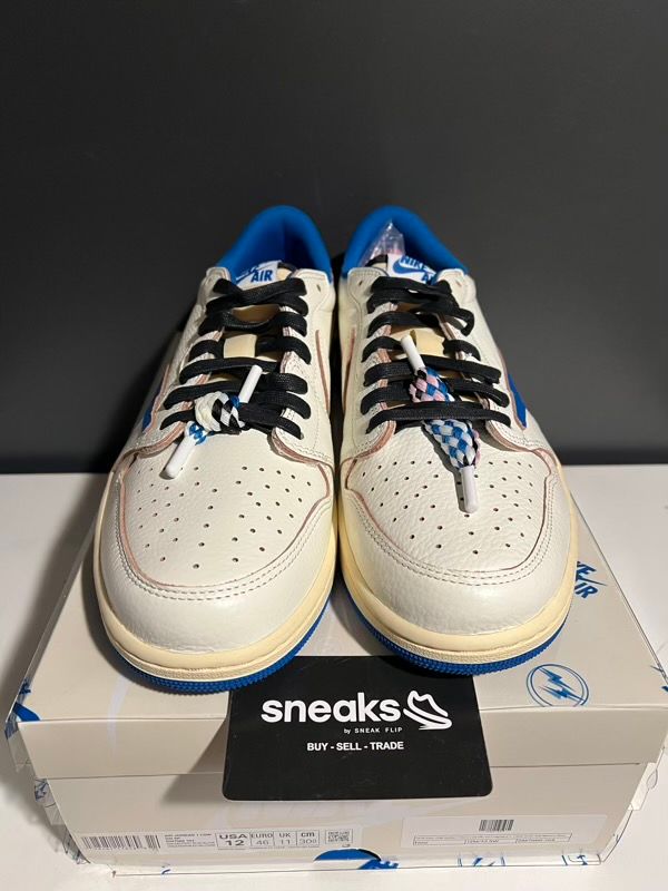NEW SIZE 12M Jordan 1 Retro Low OG SP Fragment x Travis Scott Sail Military Blue