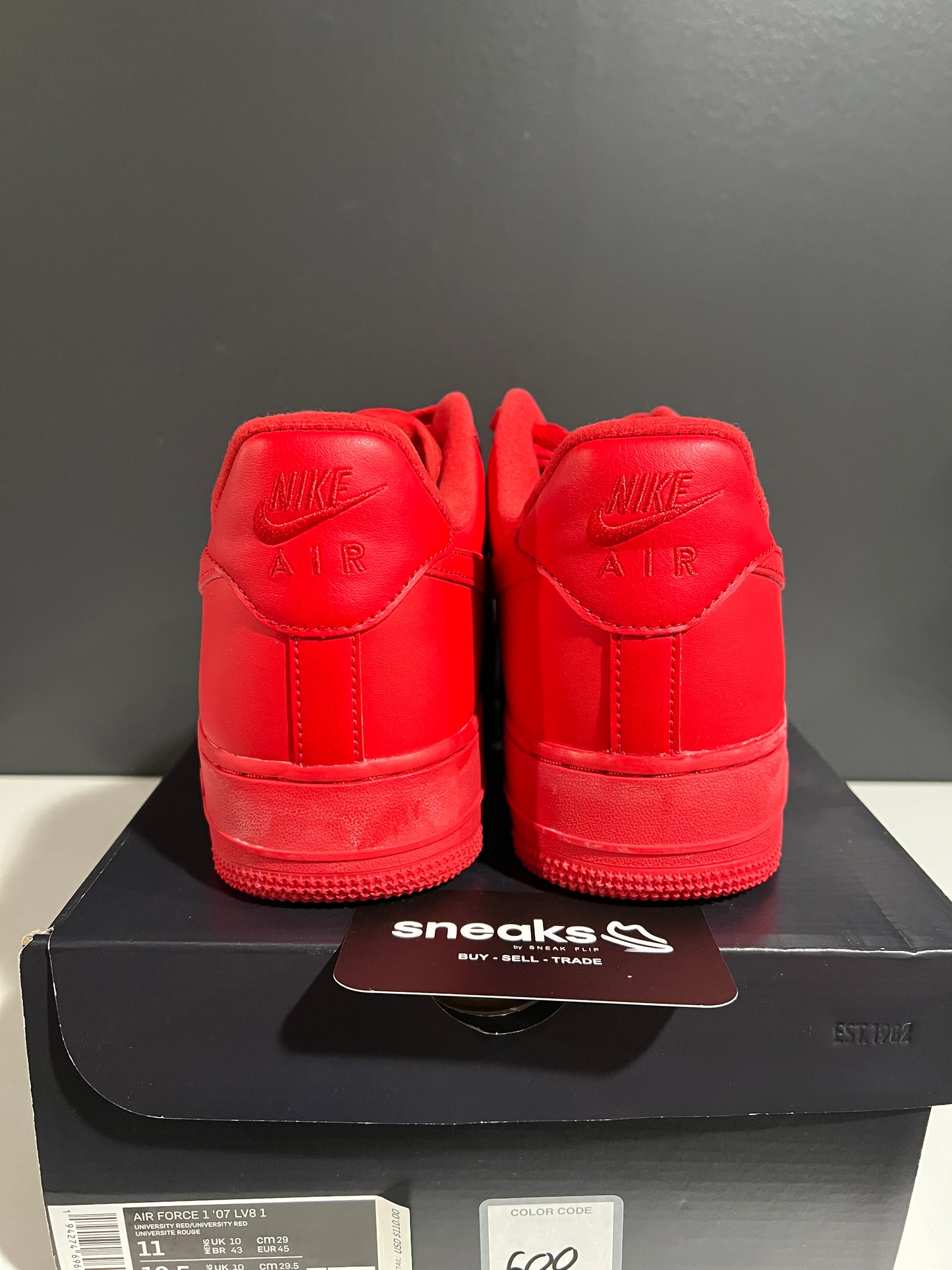 NEW Air Force 1 Low '07 LV8 1 Triple Red CW6999-600 SIZE 11M OG ALL AG25-57